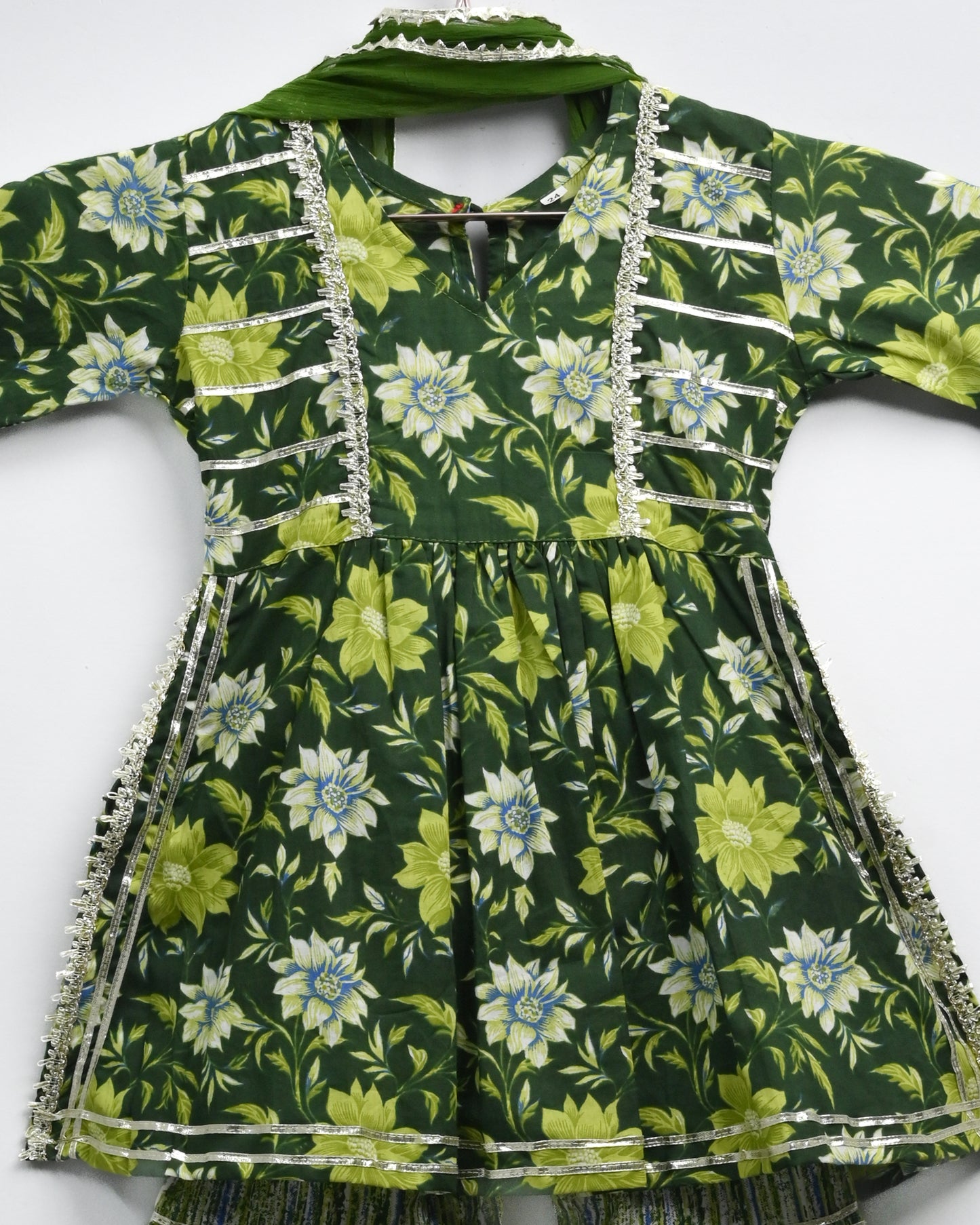 Green pure cotton suit with garara and duppata