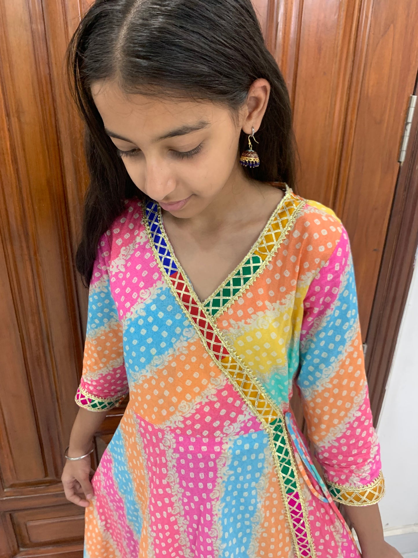 Multi colour leheria cotton silk kids suit dress-age 6 months to 18 years