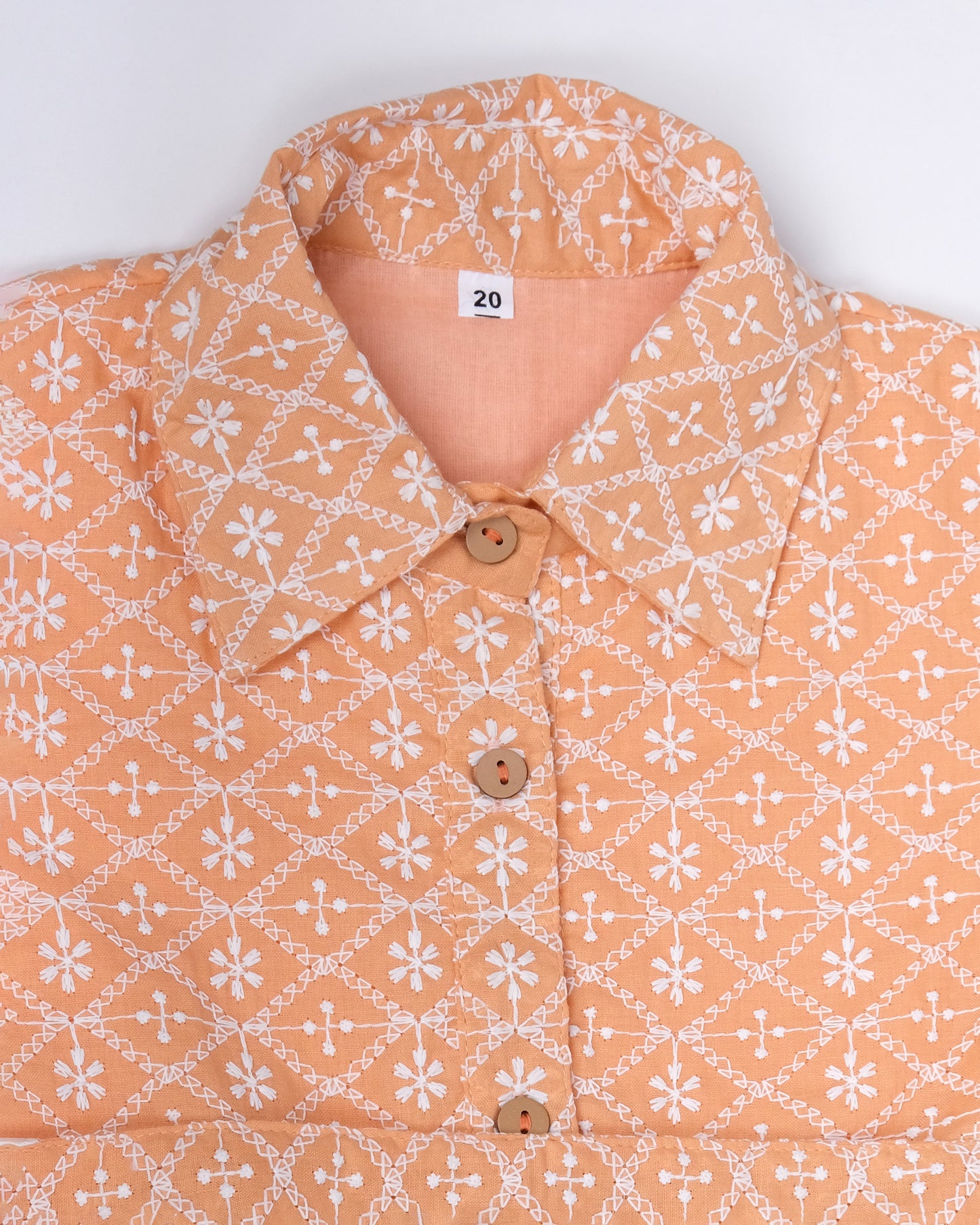 Orange Chikankari coord set for girls