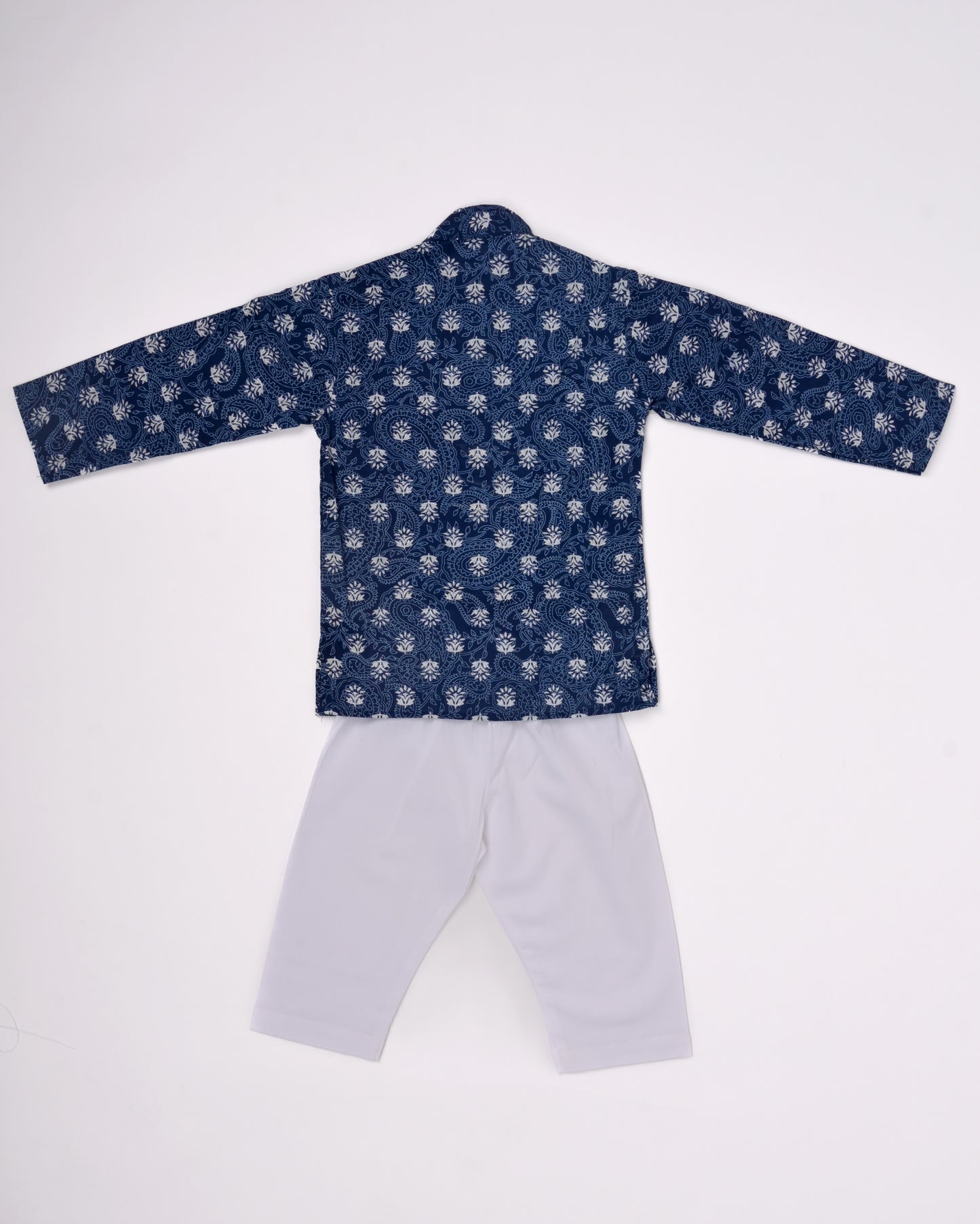 White Blue Royal Three piece (Jacket, kurta and pajama) set for boys