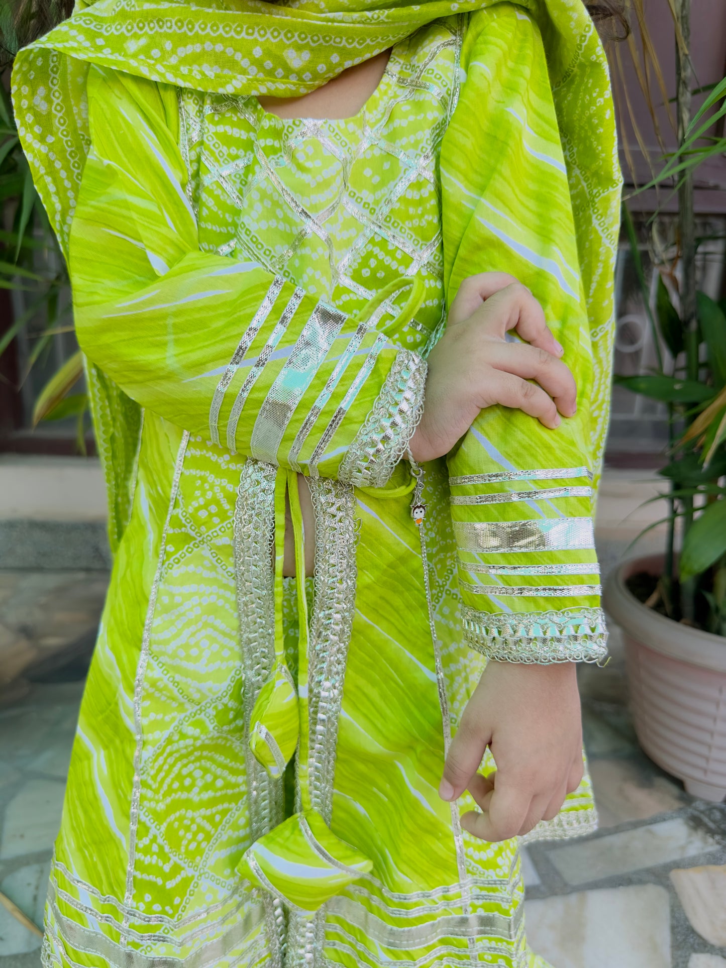 Green parrot garara pure cotton girls ethnic wear suit-size 6 months to 18 years