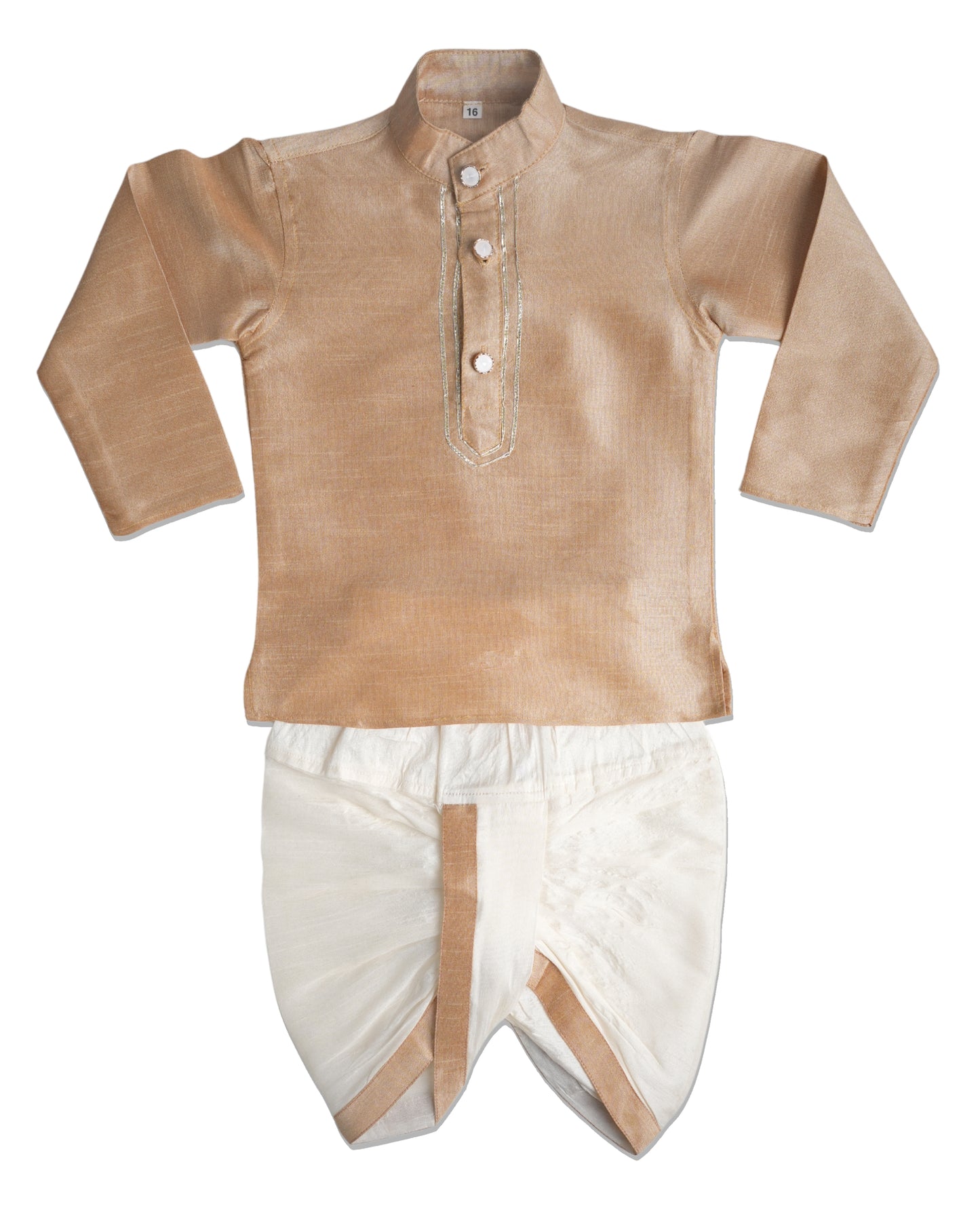 Faun dupion silk kurta and dhoti for boys