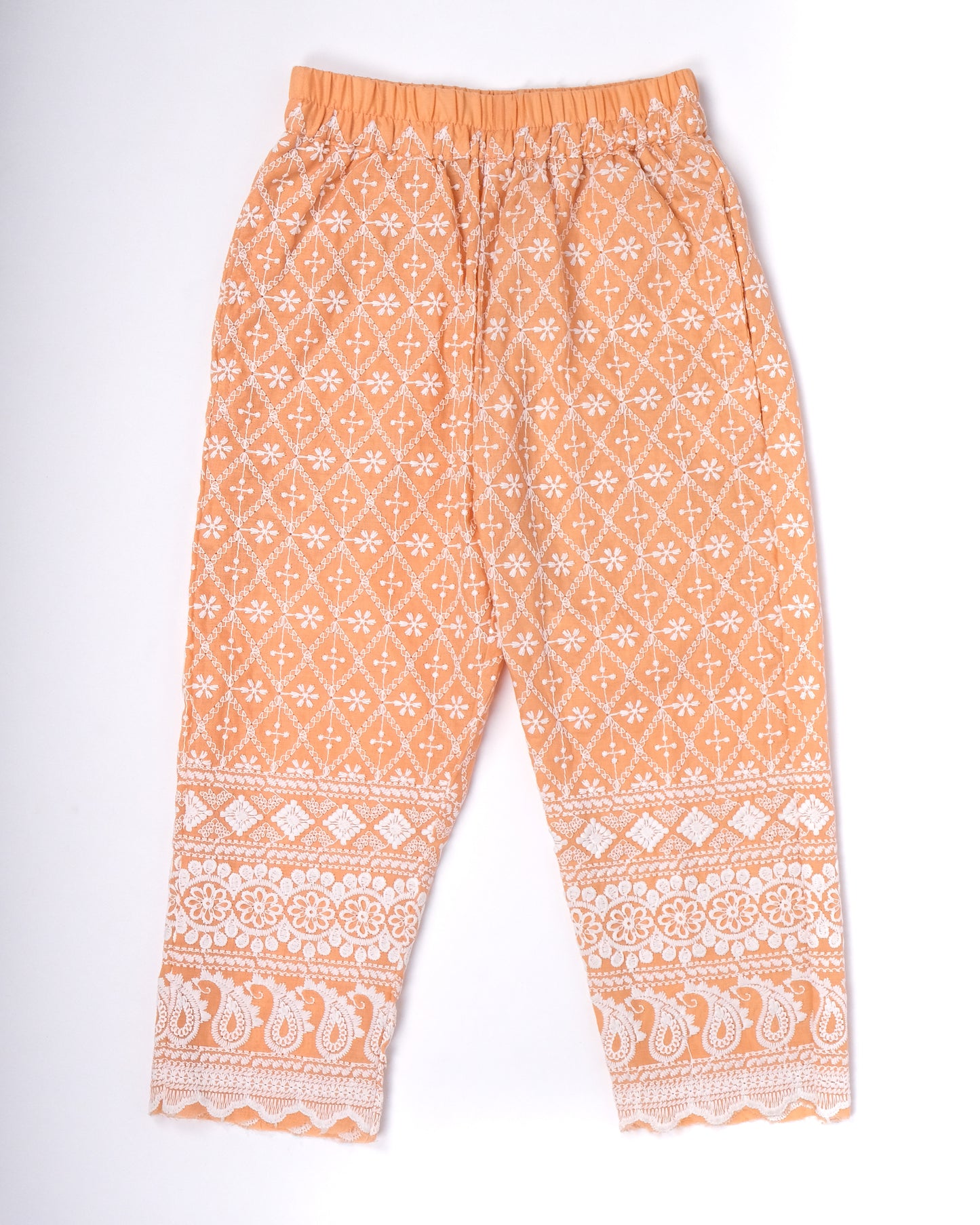 Orange Chikankari coord set for girls