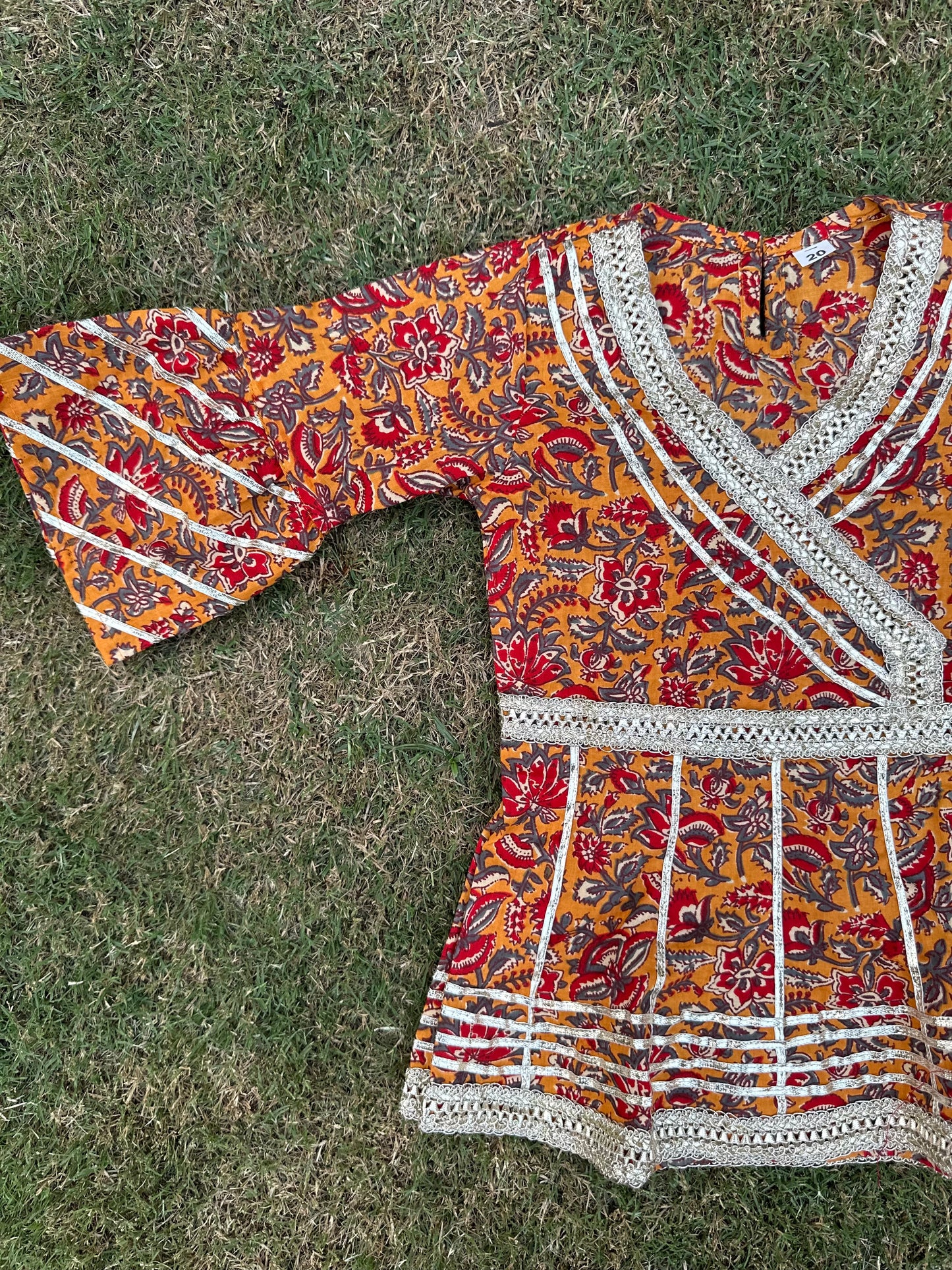 Orange garara pure cotton girls suit -age group 1 -18 years