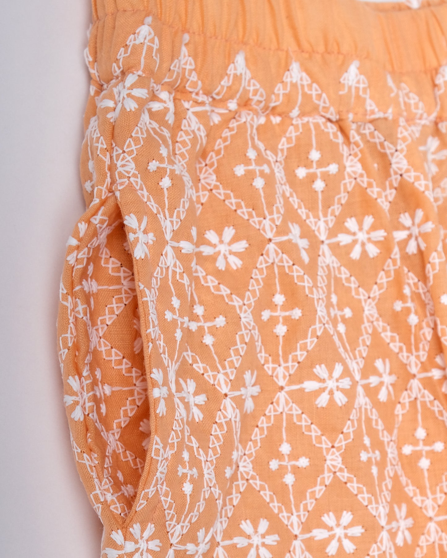 Orange Chikankari coord set for girls