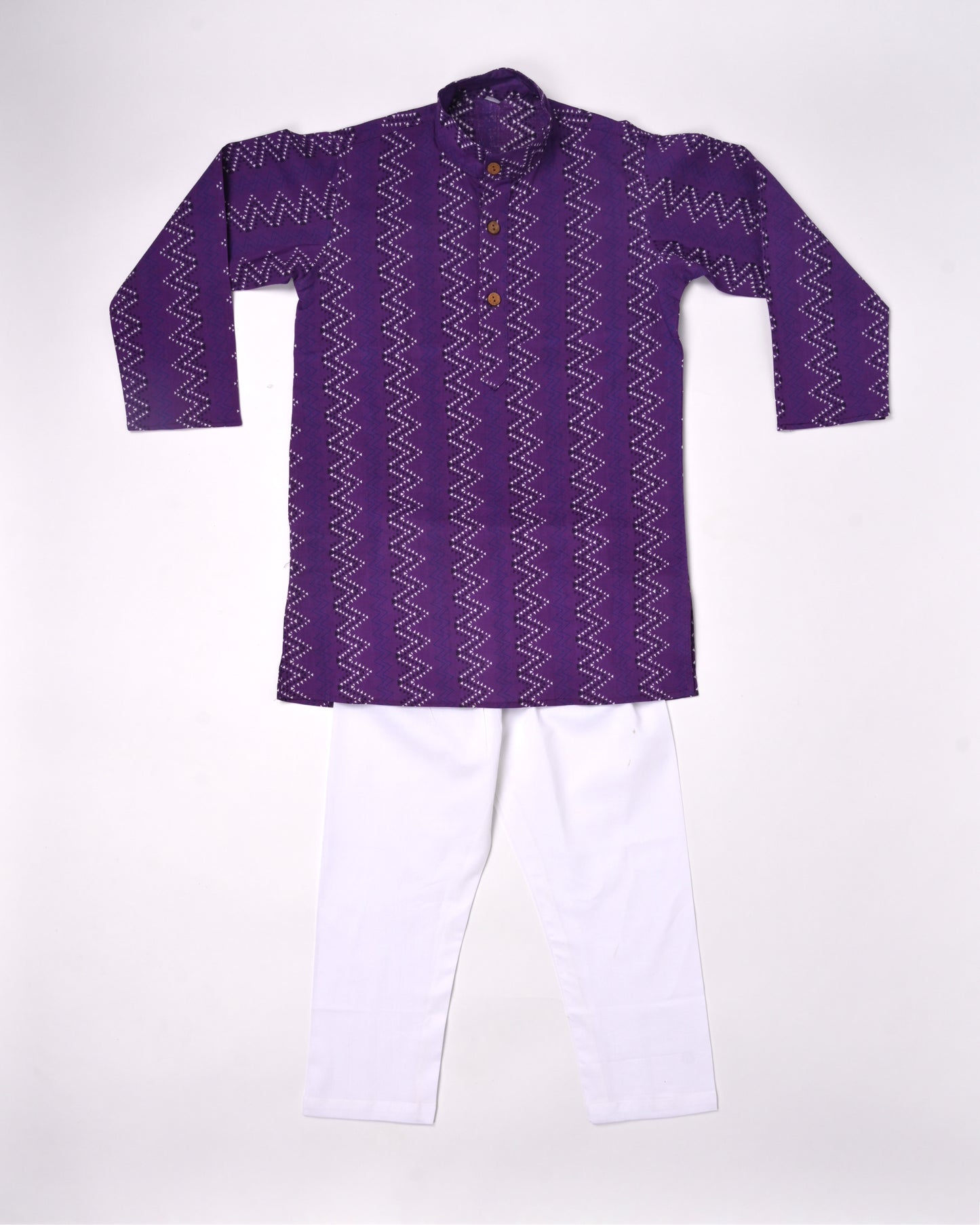 Purple Navaab Three piece (jacket, kurta and pajama) set for boys