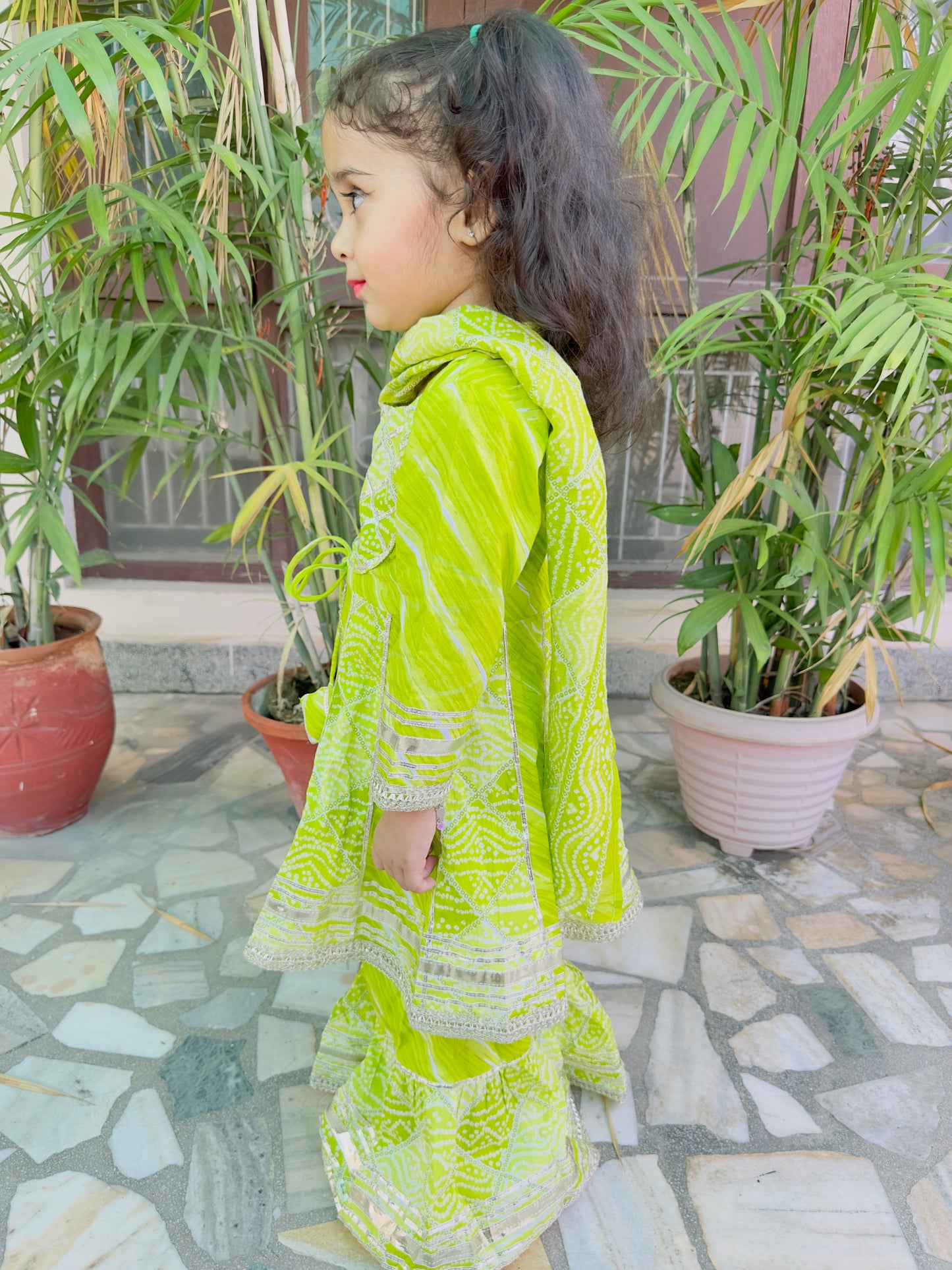Green parrot garara pure cotton girls ethnic wear suit-size 6 months to 18 years