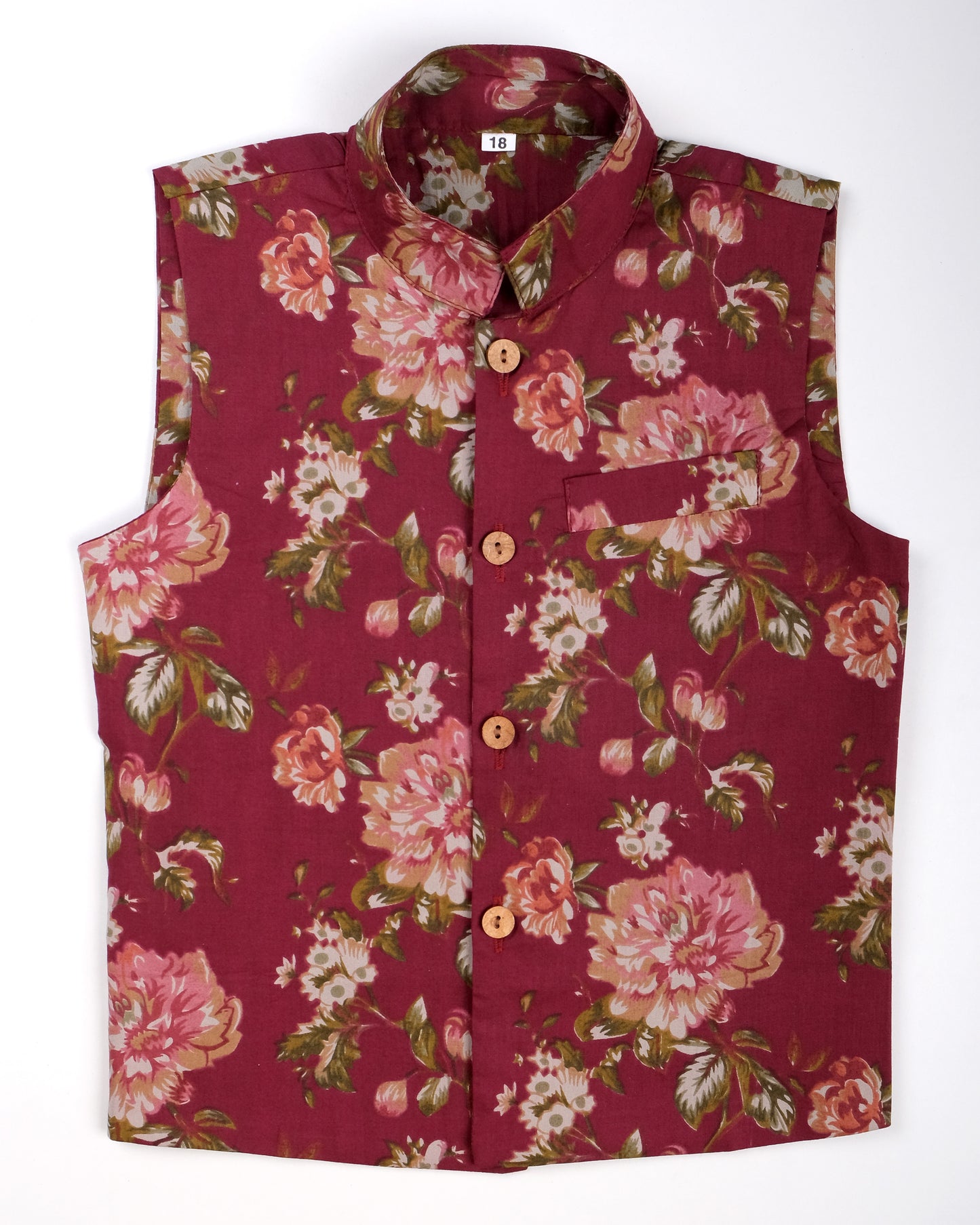 Mehroon Candy Florals Three piece (jacket, kurta and pajama) set for boys
