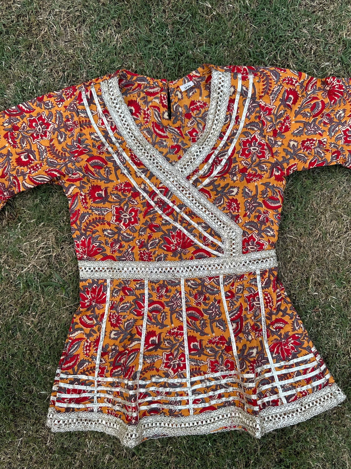 Orange garara pure cotton girls suit -age group 1 -18 years