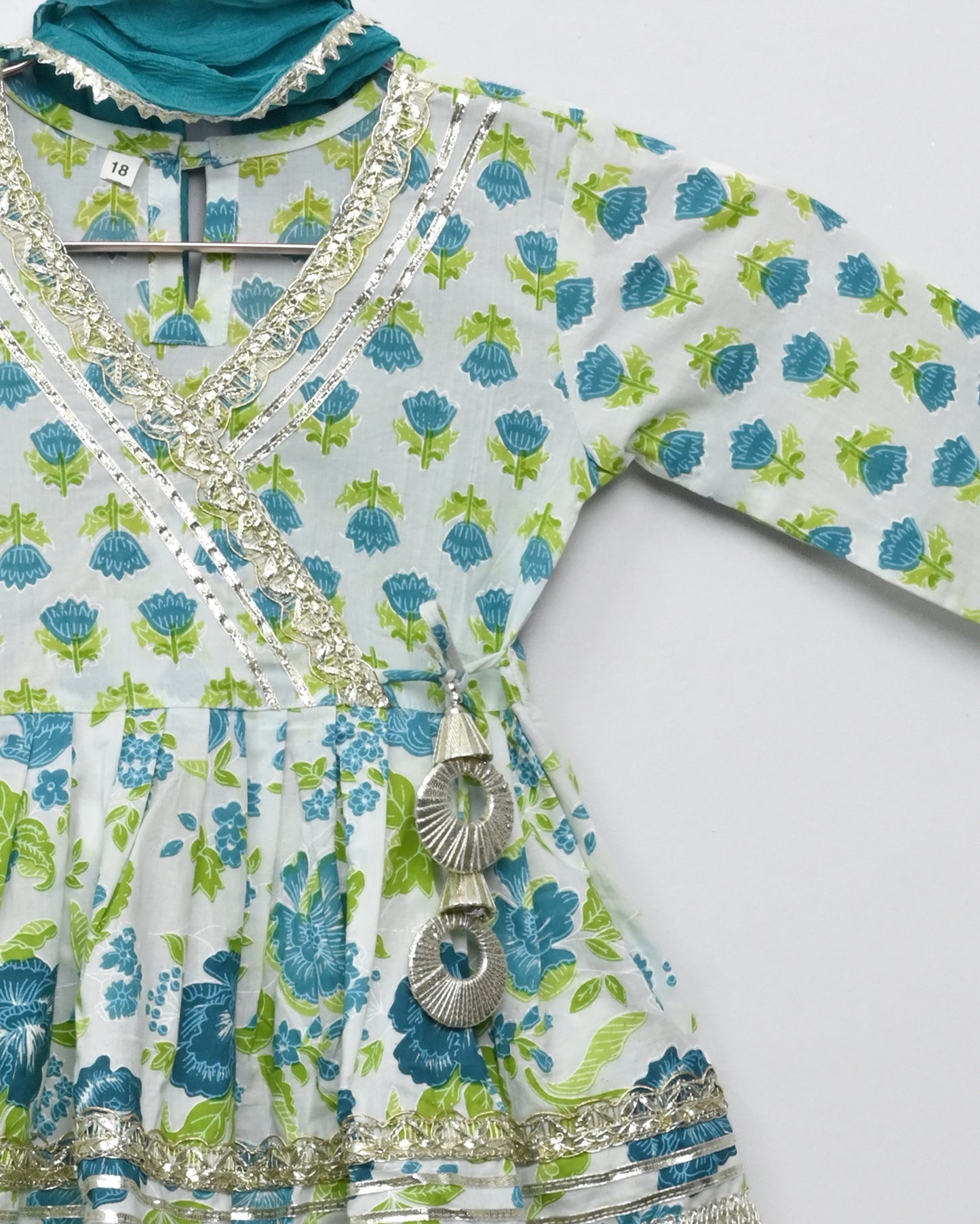 Blue floral pure cotton suit with garara and duppata