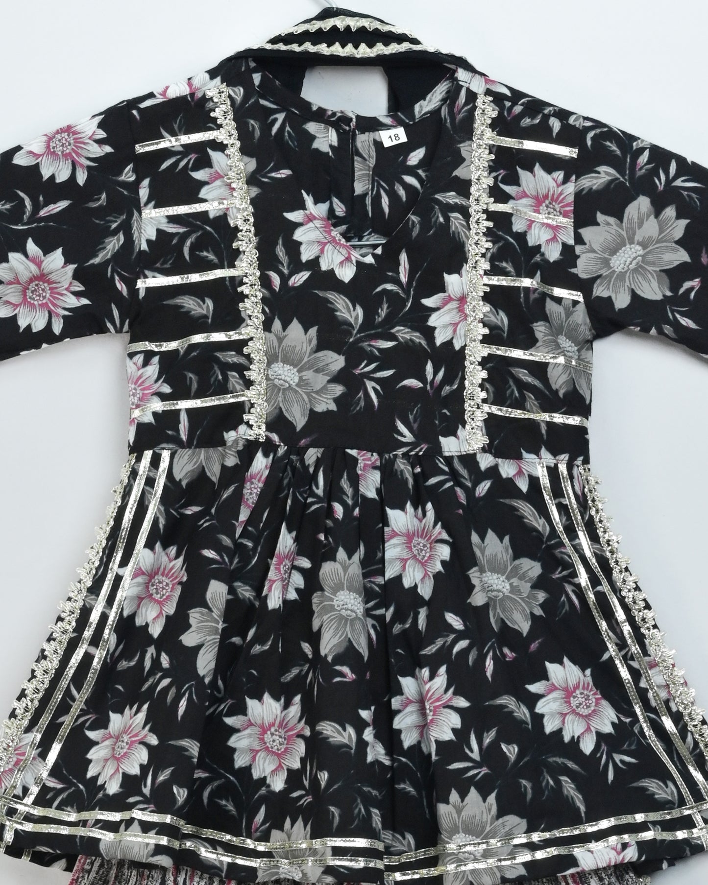 Black floral garara set with duppata