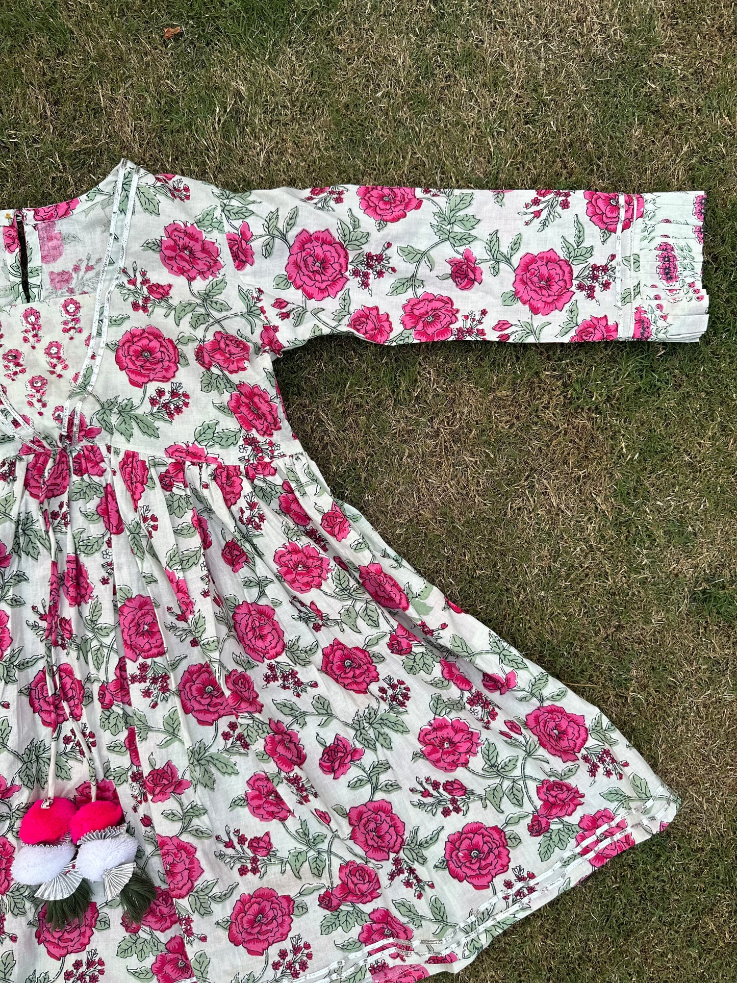Pink Rose floral pure cotton lehenga with duppata -age group 6 months to 18 years