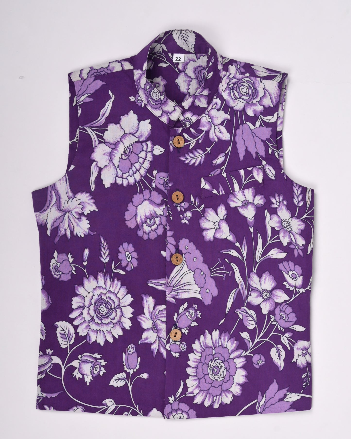 Purple Navaab Three piece (jacket, kurta and pajama) set for boys