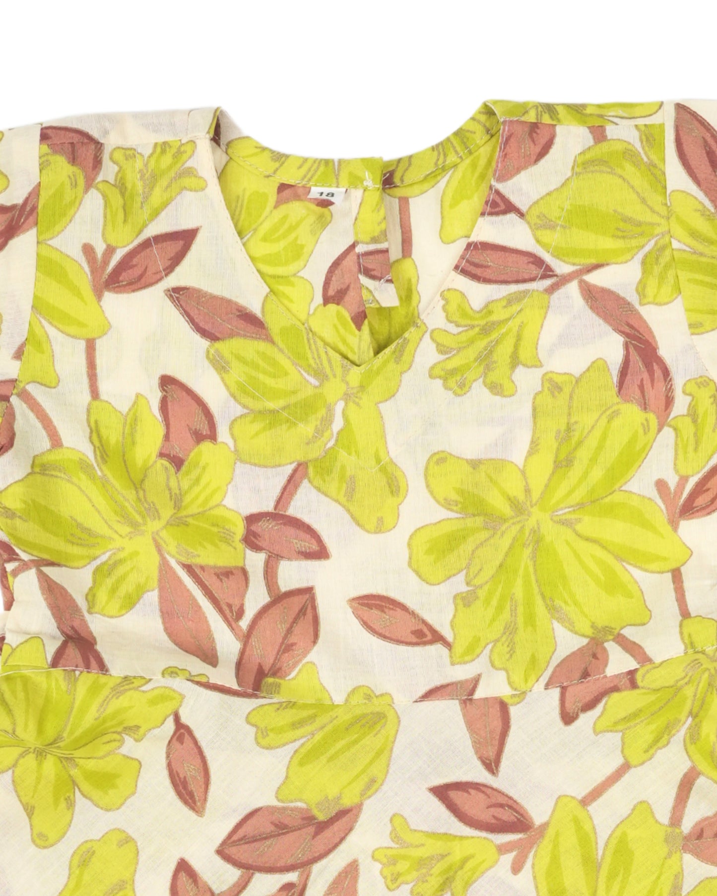 Pear green flora coord set for girls in pure cotton