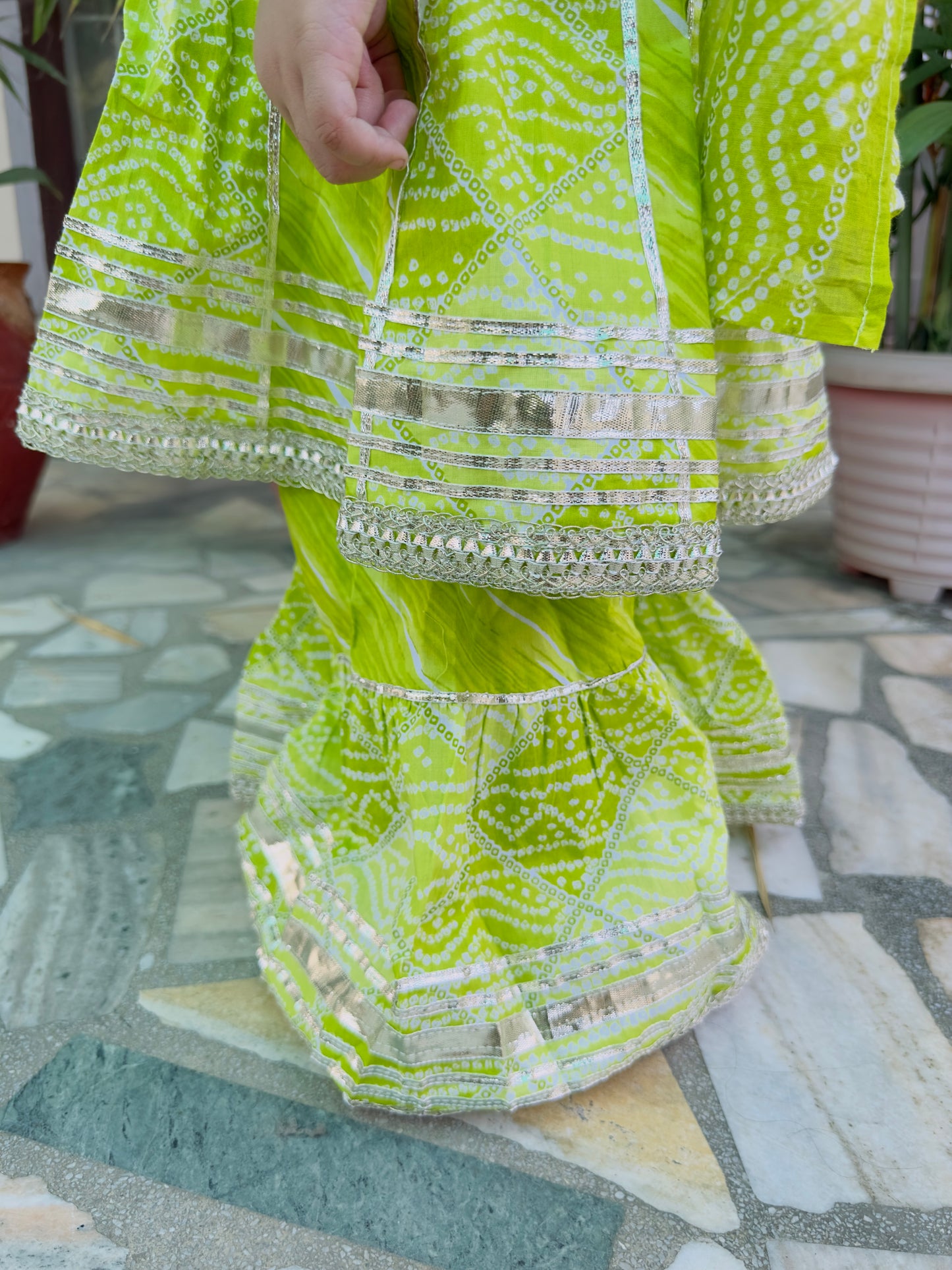 Green parrot garara pure cotton girls ethnic wear suit-size 6 months to 18 years