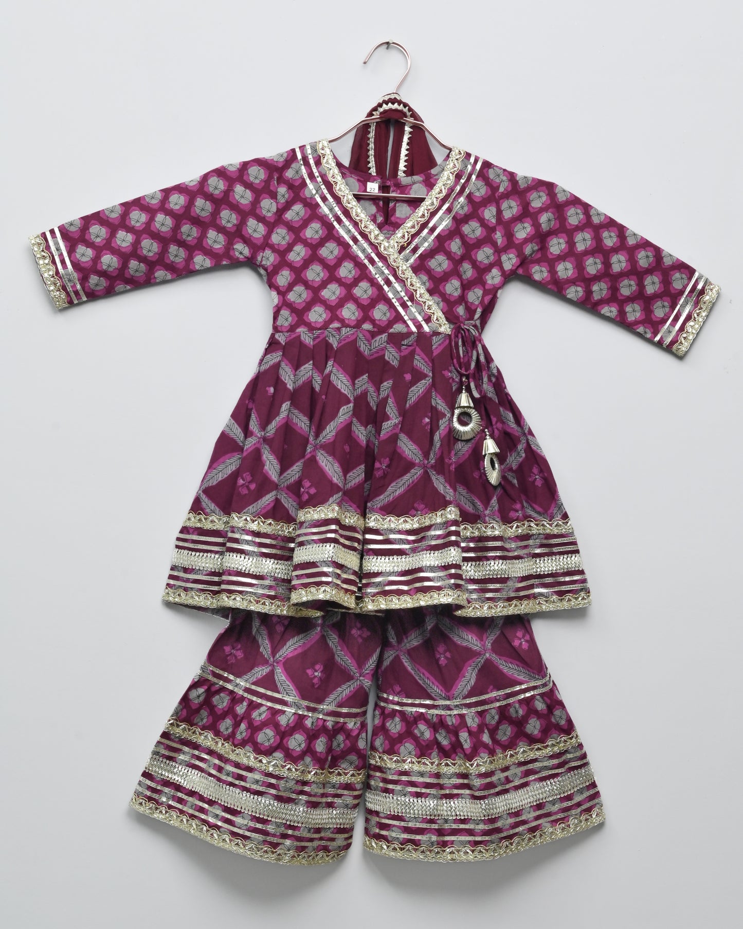Purple heart pure cotton suit with garara and duppata