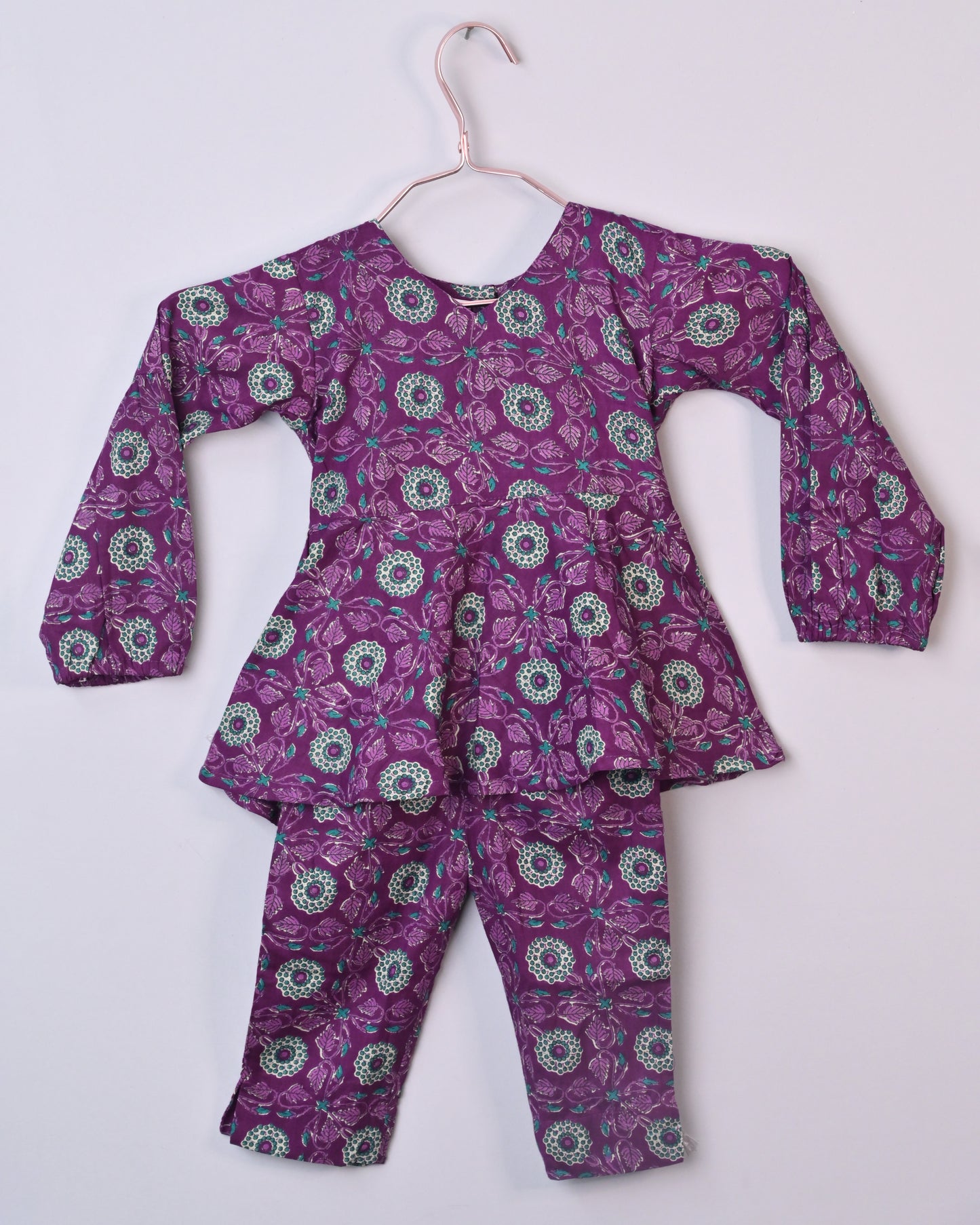 Purple majesty coord set for girls in pure cotton