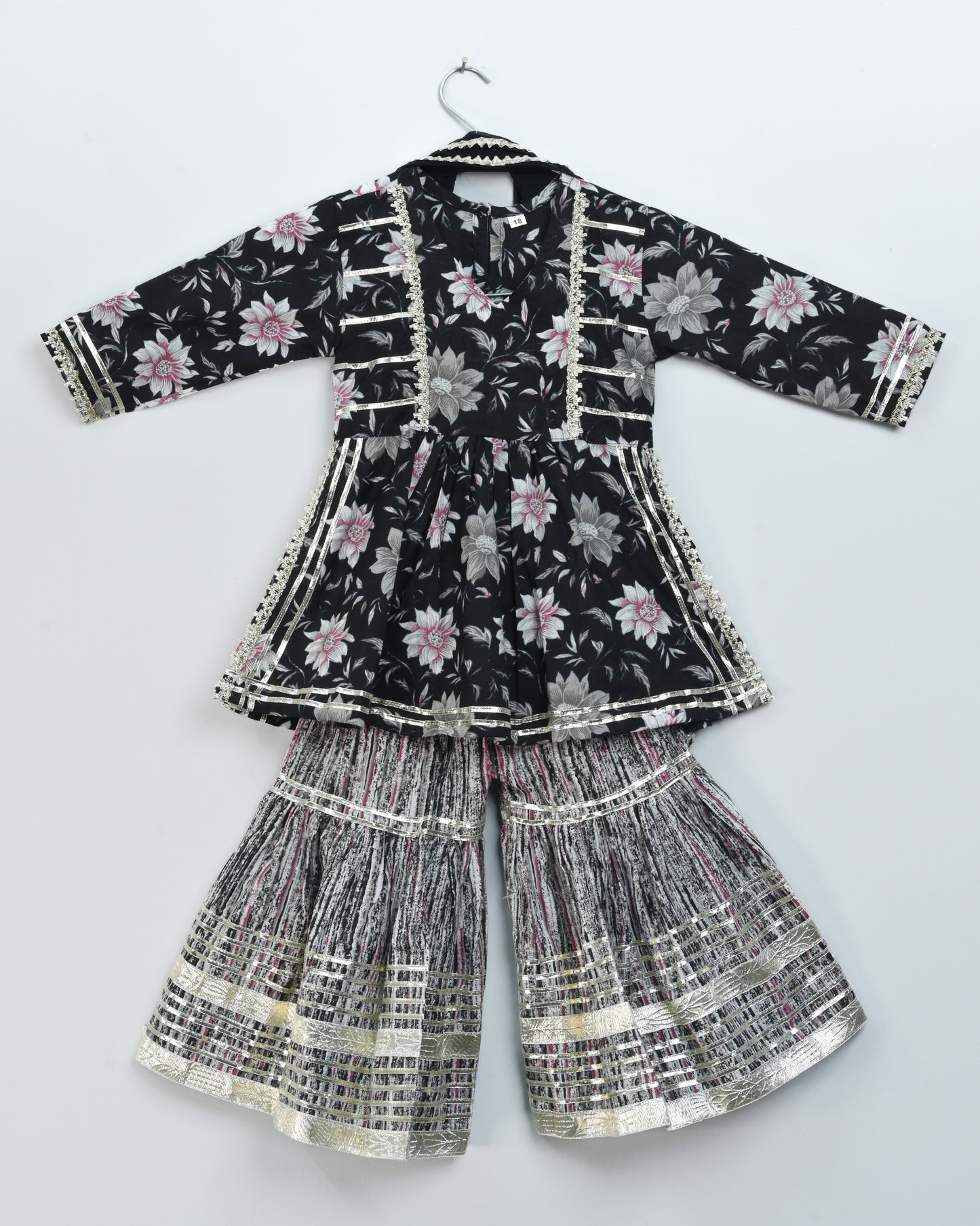 Black floral garara set with duppata