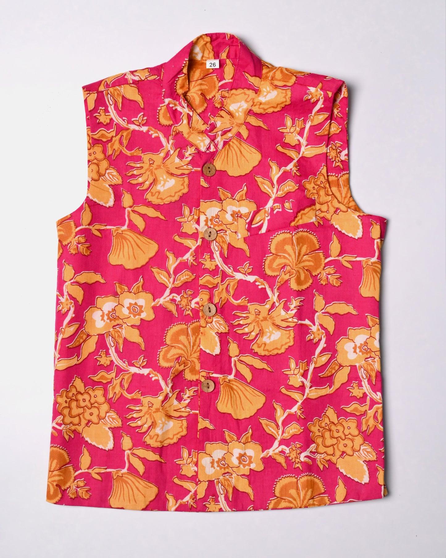 Pink yellow Three piece (jacket, kurta and pajama) set for boys