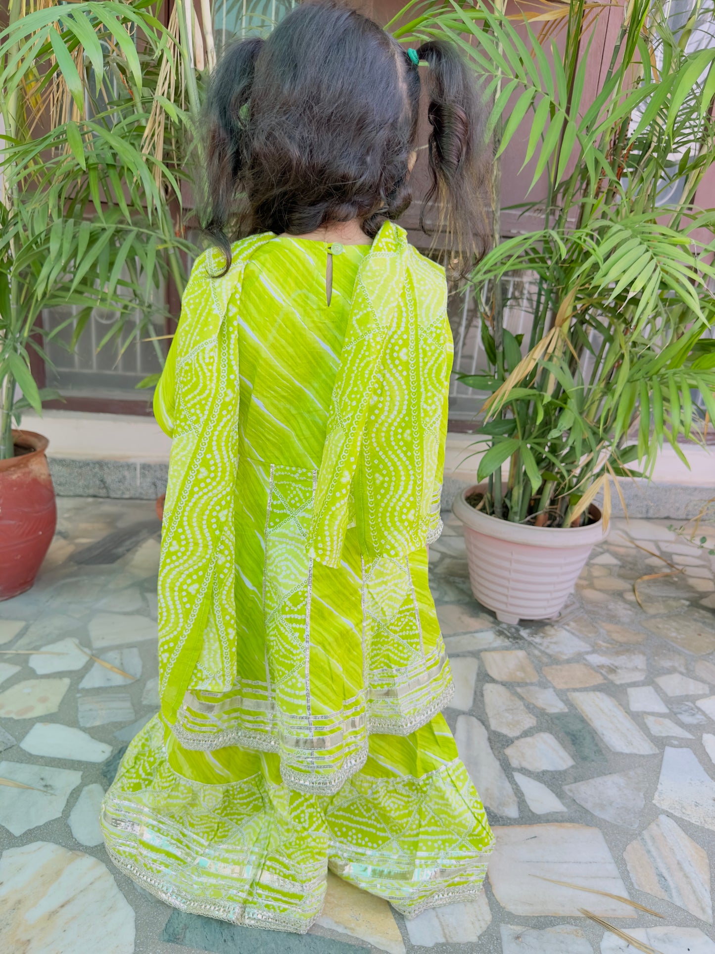 Green parrot garara pure cotton girls ethnic wear suit-size 6 months to 18 years