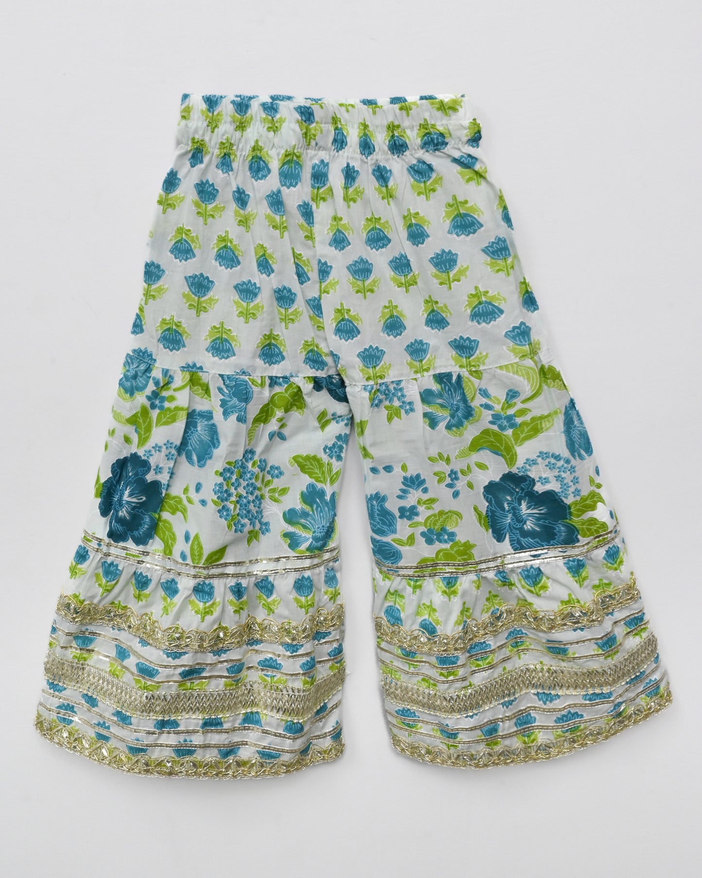 Blue floral pure cotton suit with garara and duppata