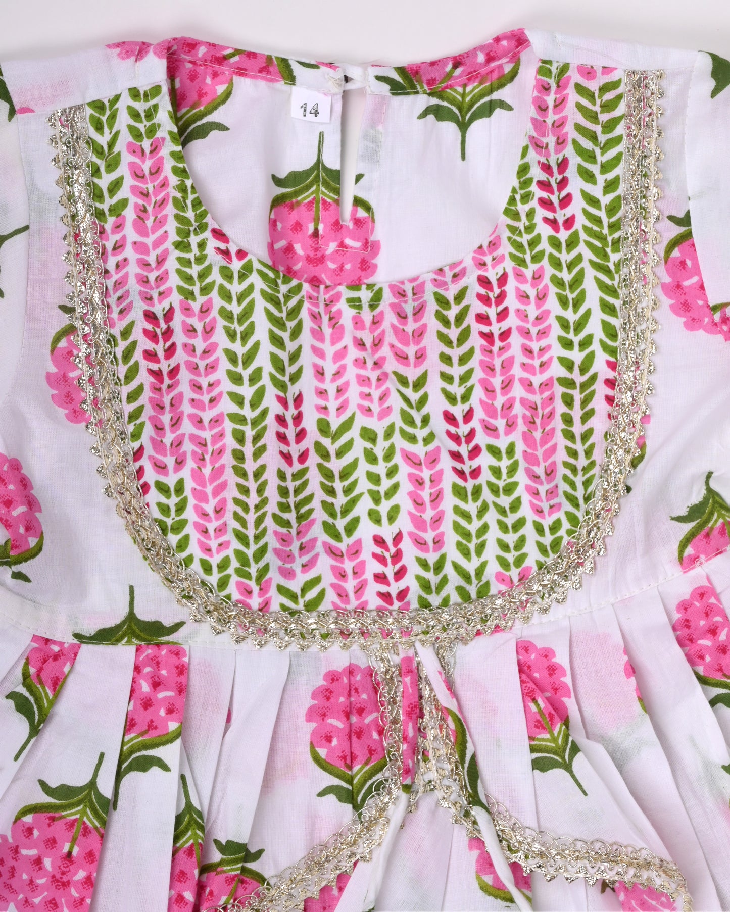 Pink and white strawberry pure cotton lehenga for girls