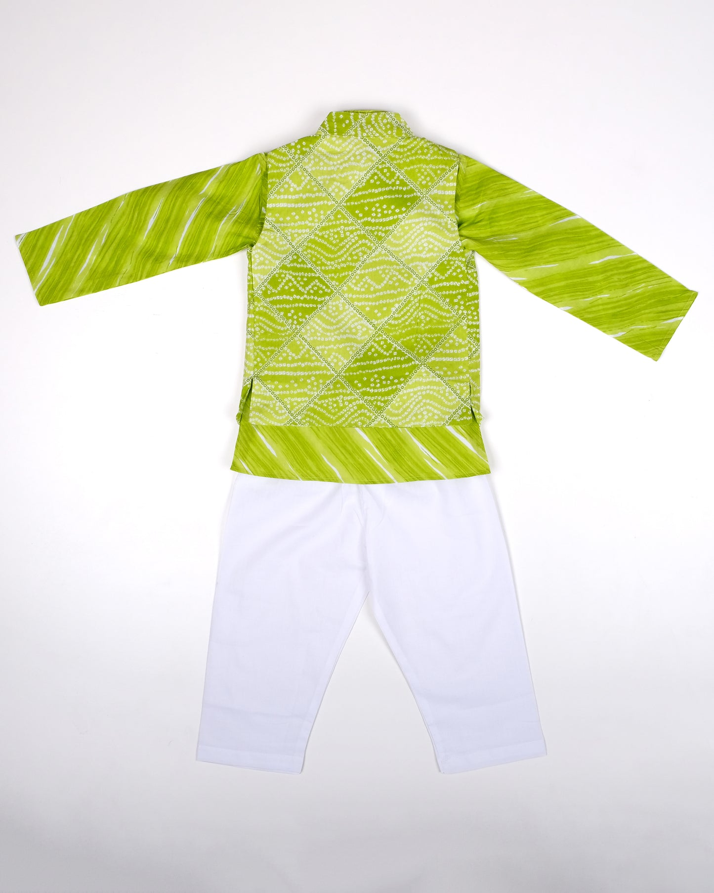 Parrot Green Three piece (jacket, kurta and pajama) set for boys