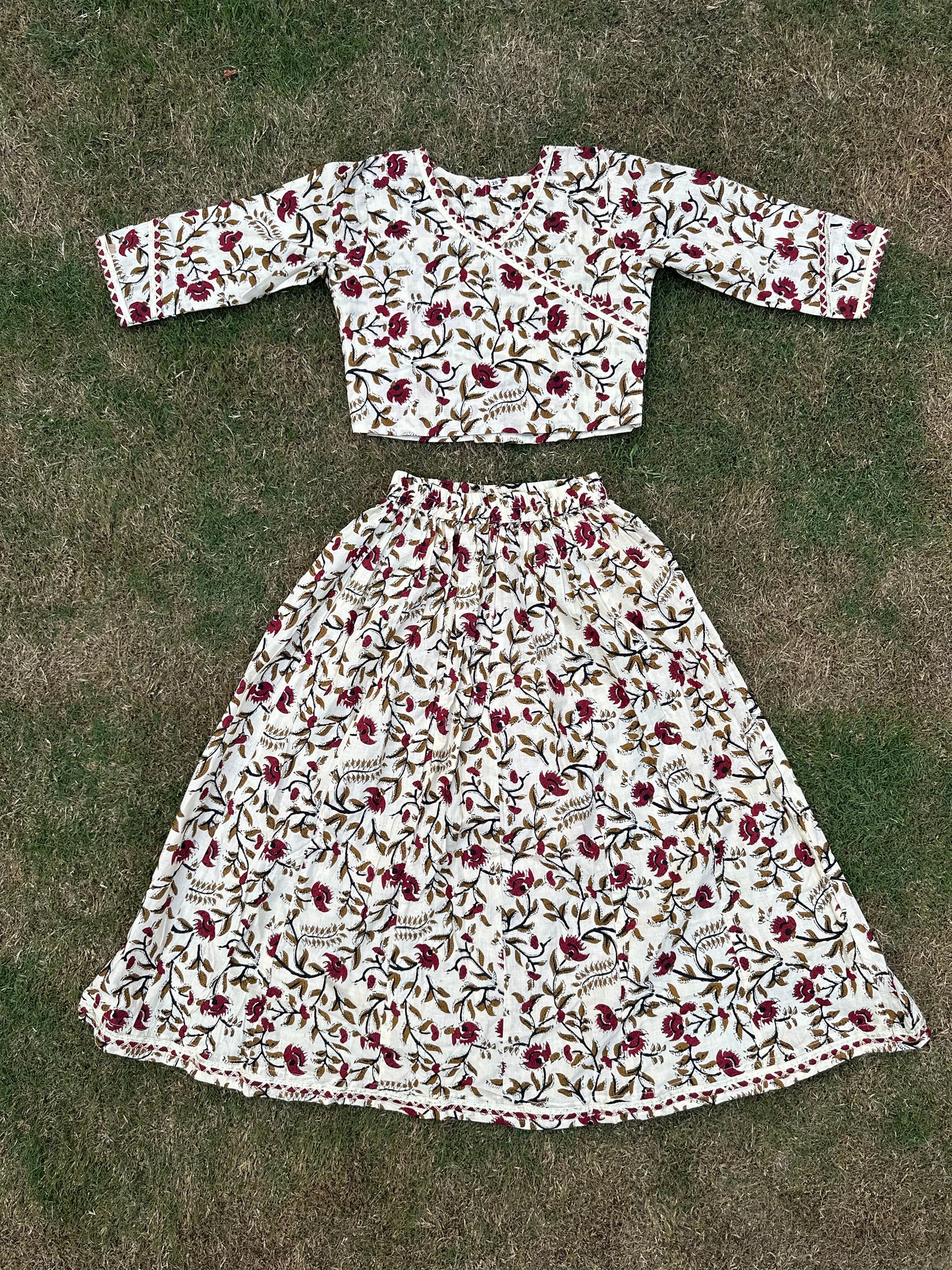 Royal flower pure cotton lehenga with duppata -age group 6 months to 16 years