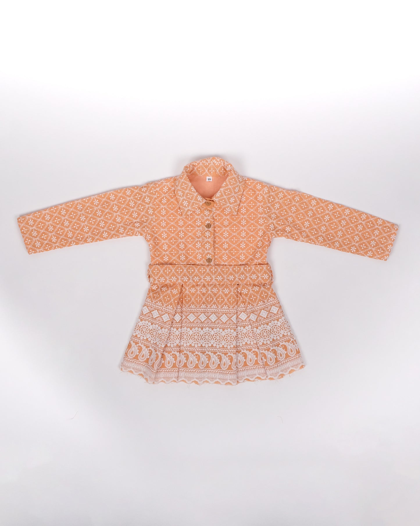 Orange Chikankari coord set for girls