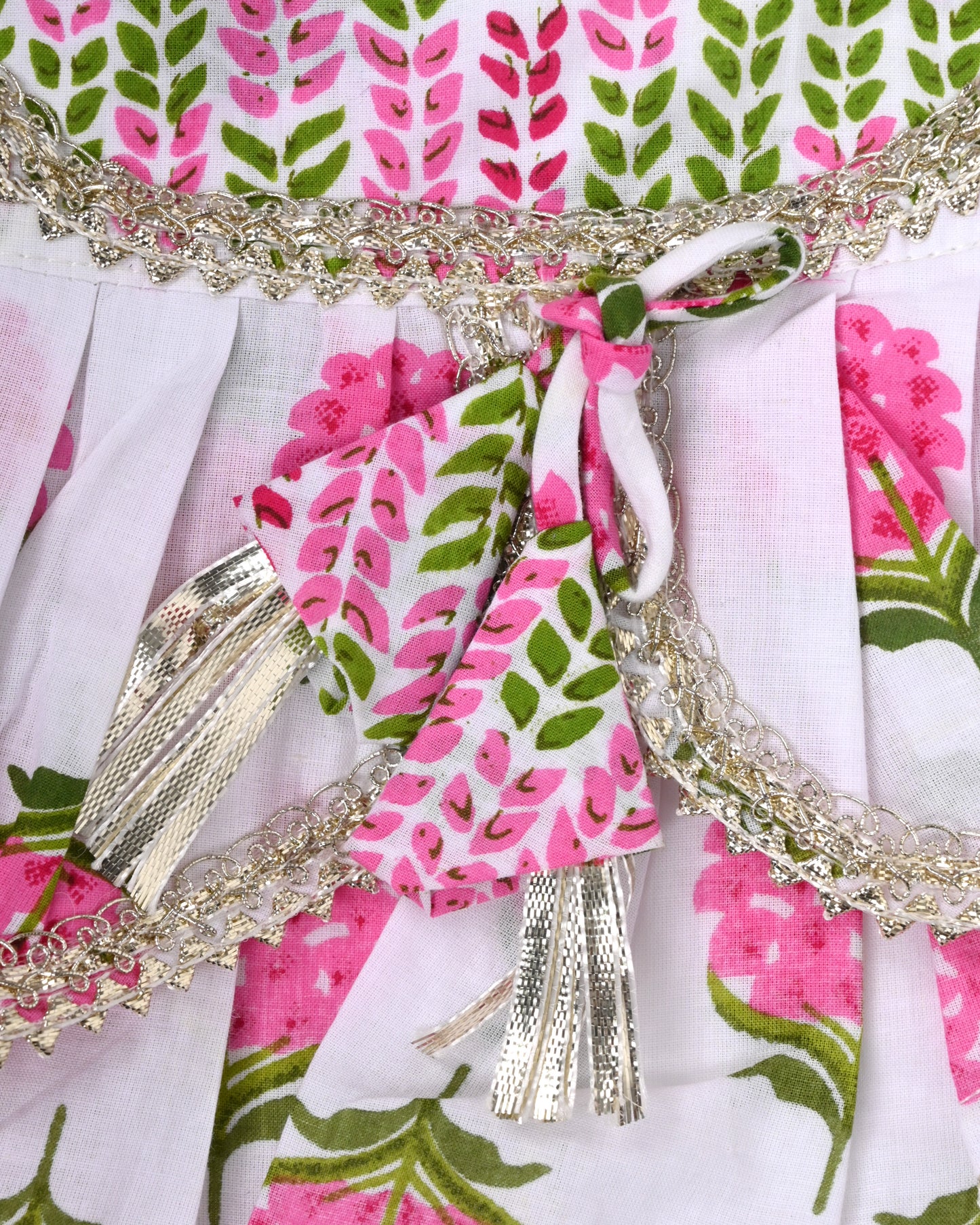 Pink and white strawberry pure cotton lehenga for girls