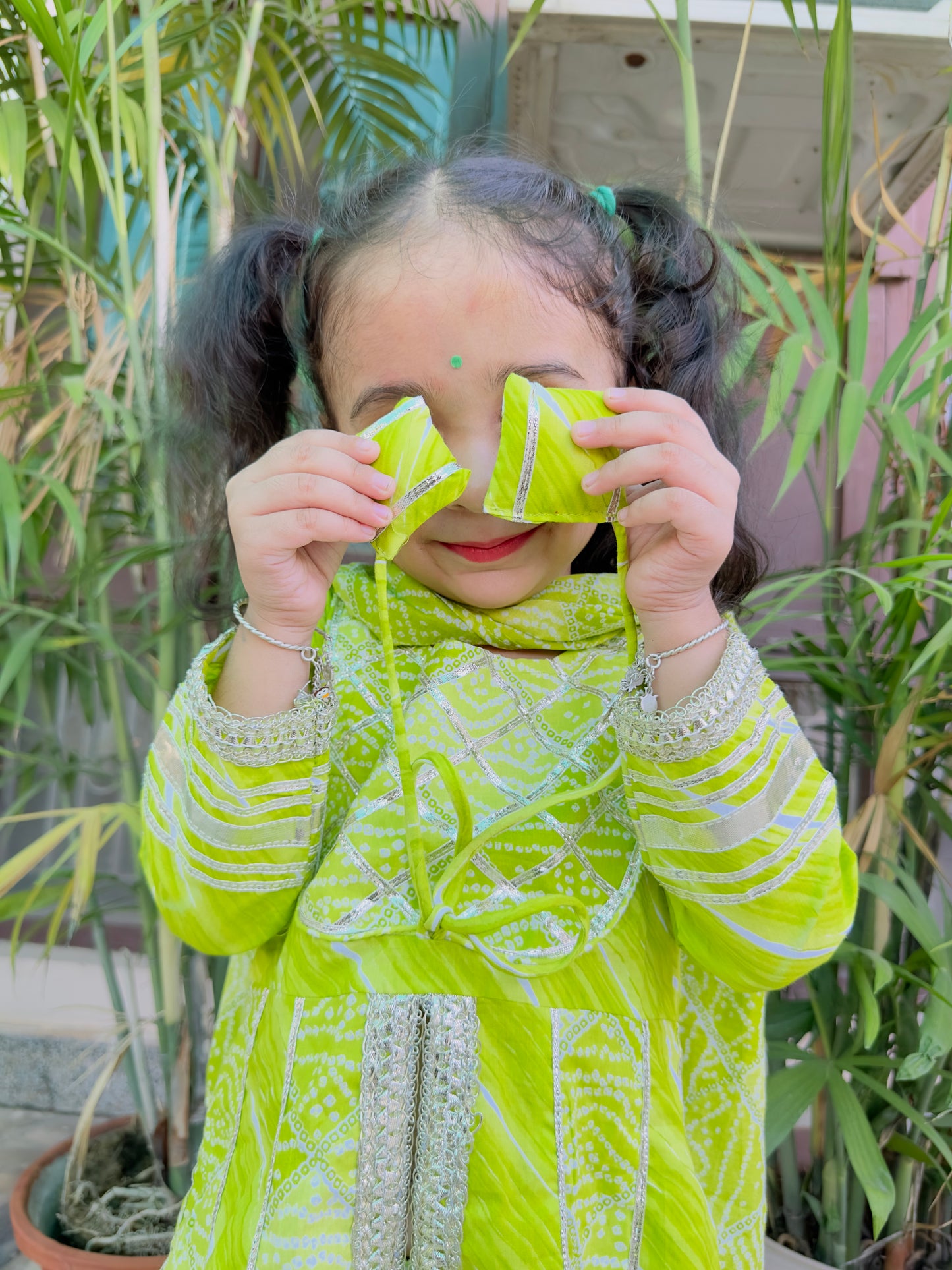 Green parrot garara pure cotton girls ethnic wear suit-size 6 months to 18 years