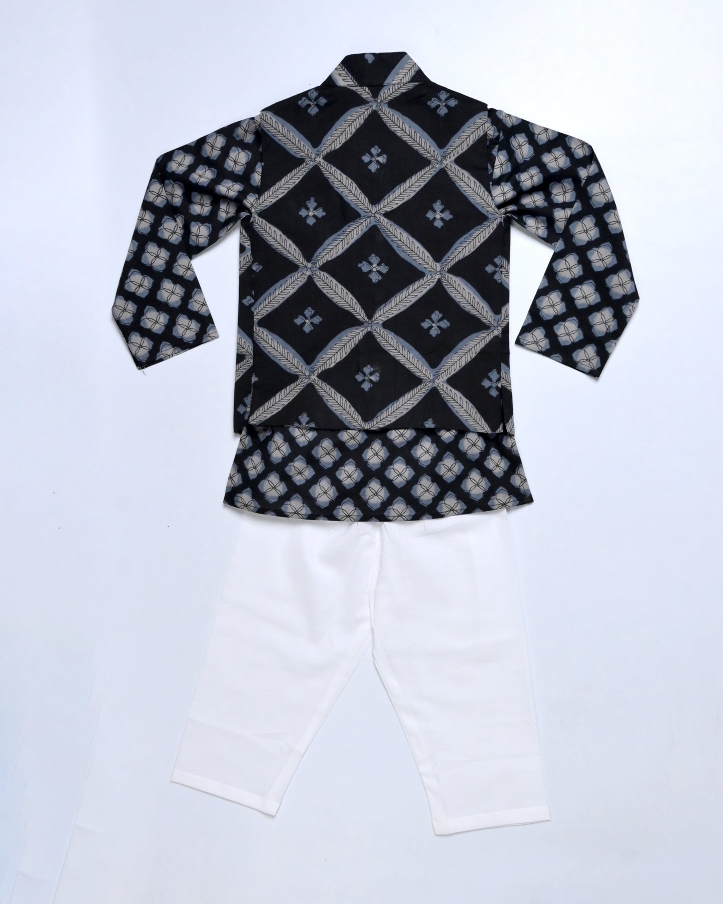 Darkest blue Three piece (jacket, kurta and pajama) set for boys