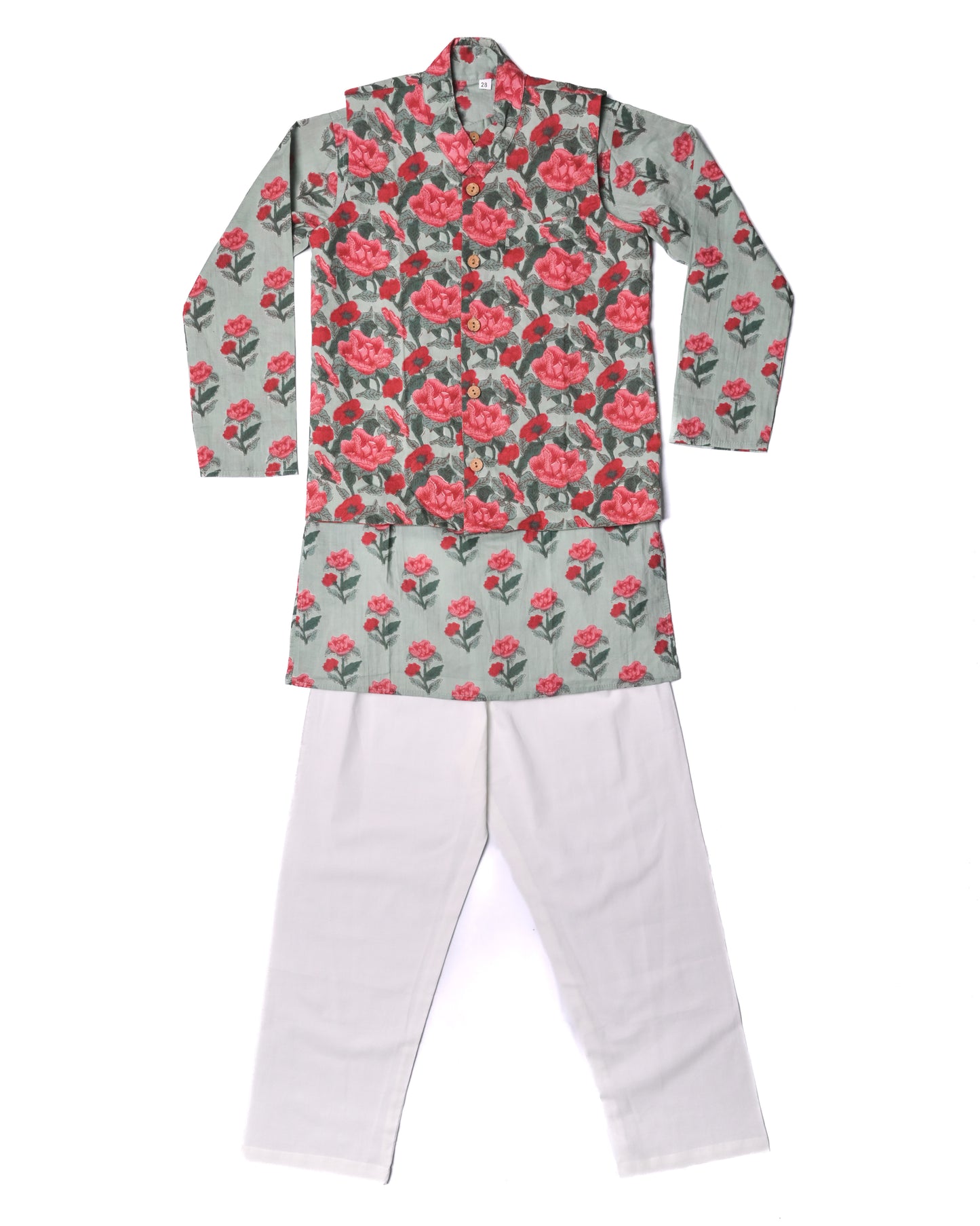 Frost Rose Three piece (jacket, kurta and pajama) set for boys