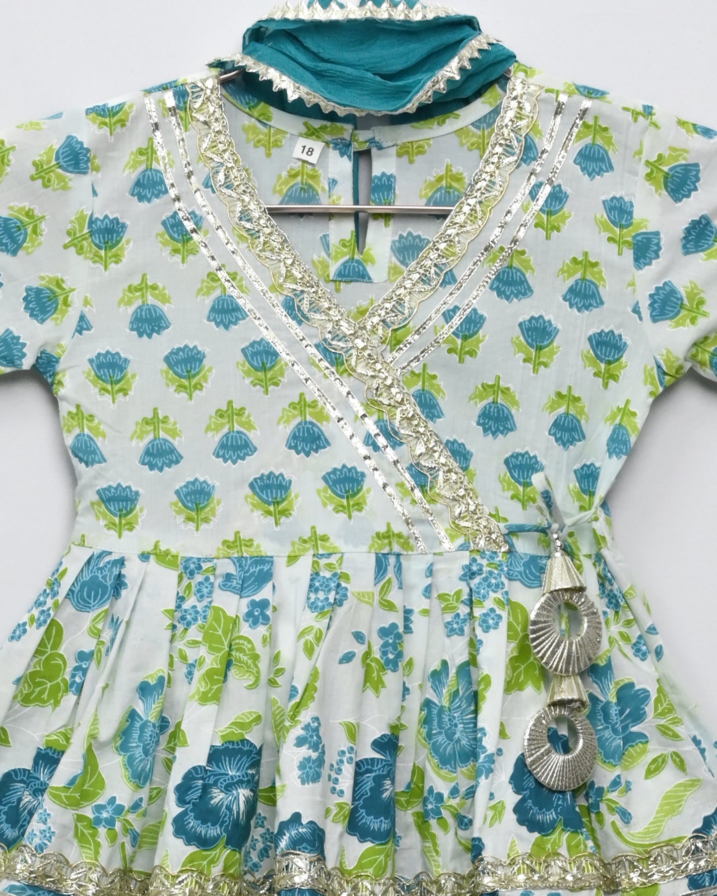 Blue floral pure cotton suit with garara and duppata