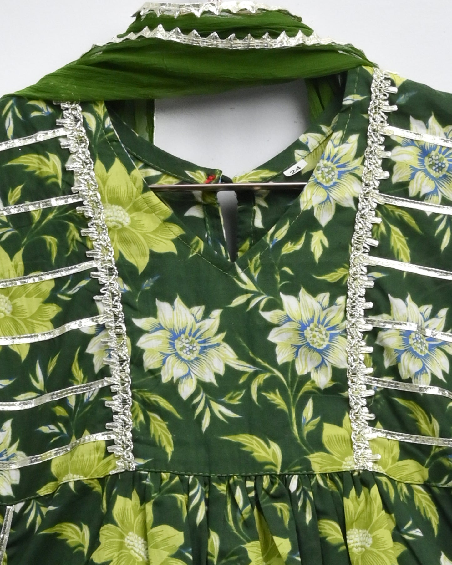 Green pure cotton suit with garara and duppata