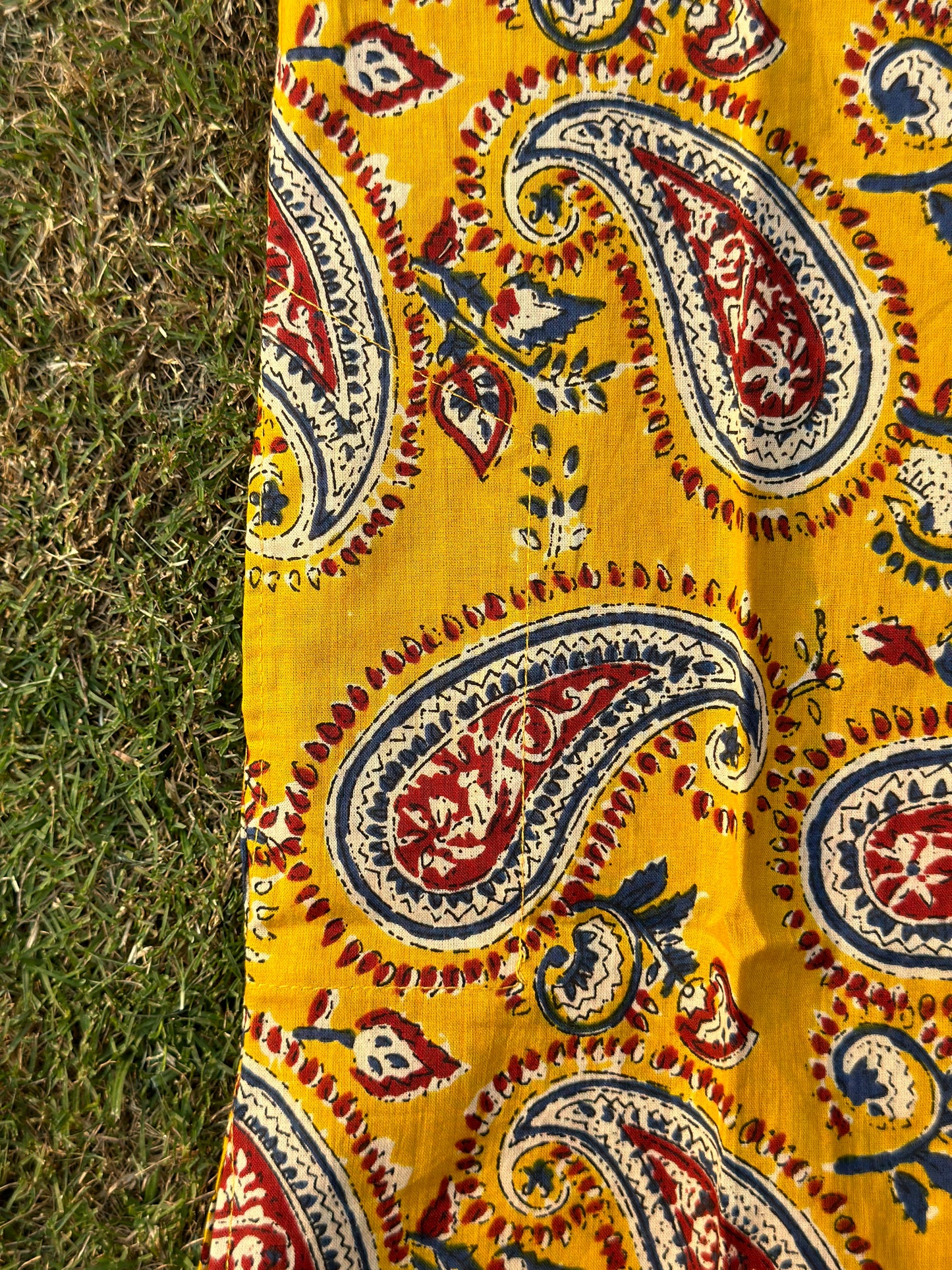 Yellow ambi pure cotton block print kurta pyjama for boys -age 6 months to 18 years