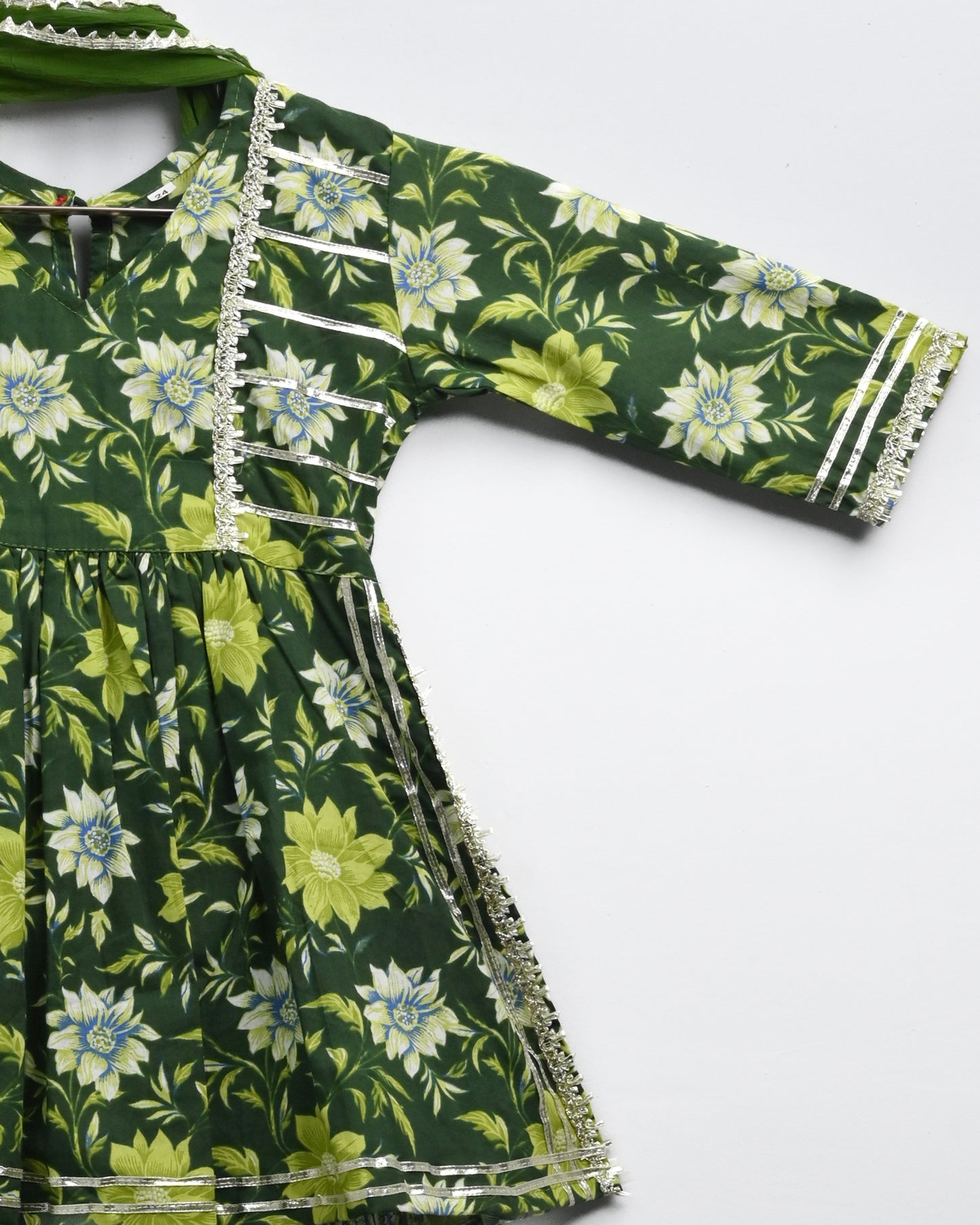 Green pure cotton suit with garara and duppata