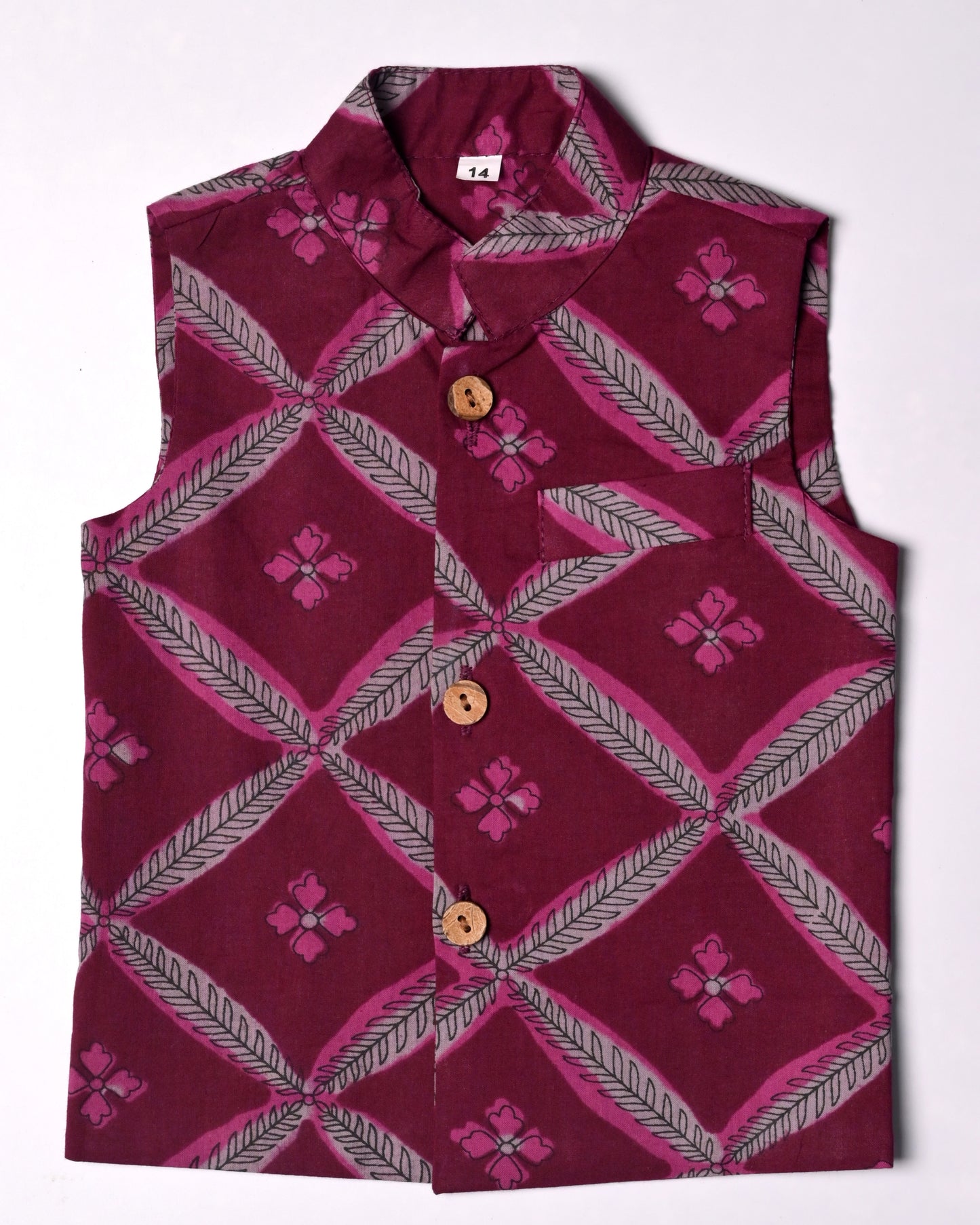 Purple Heart Three piece (jacket, kurta and pajama) set for boys