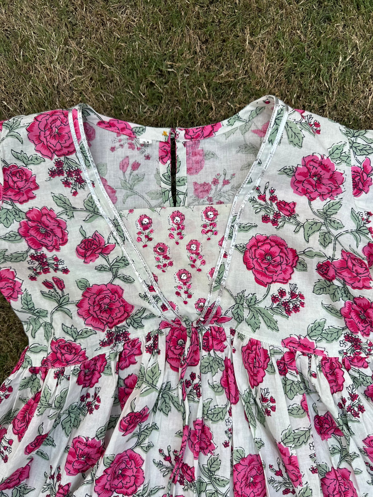 Pink Rose floral pure cotton lehenga with duppata -age group 6 months to 18 years