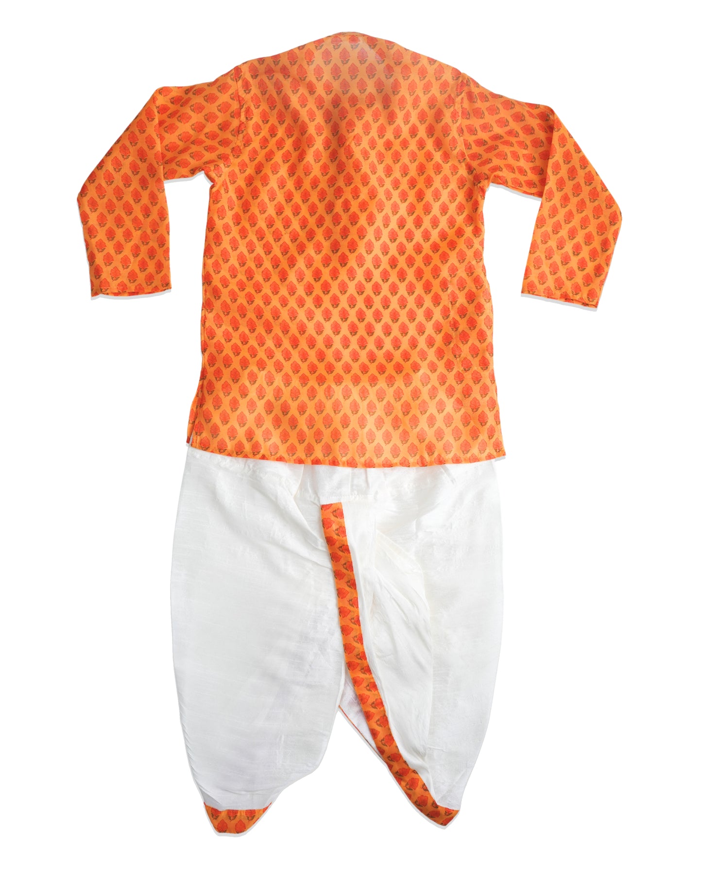 Orange blossom silk charm kurta and dupion silk dhoti