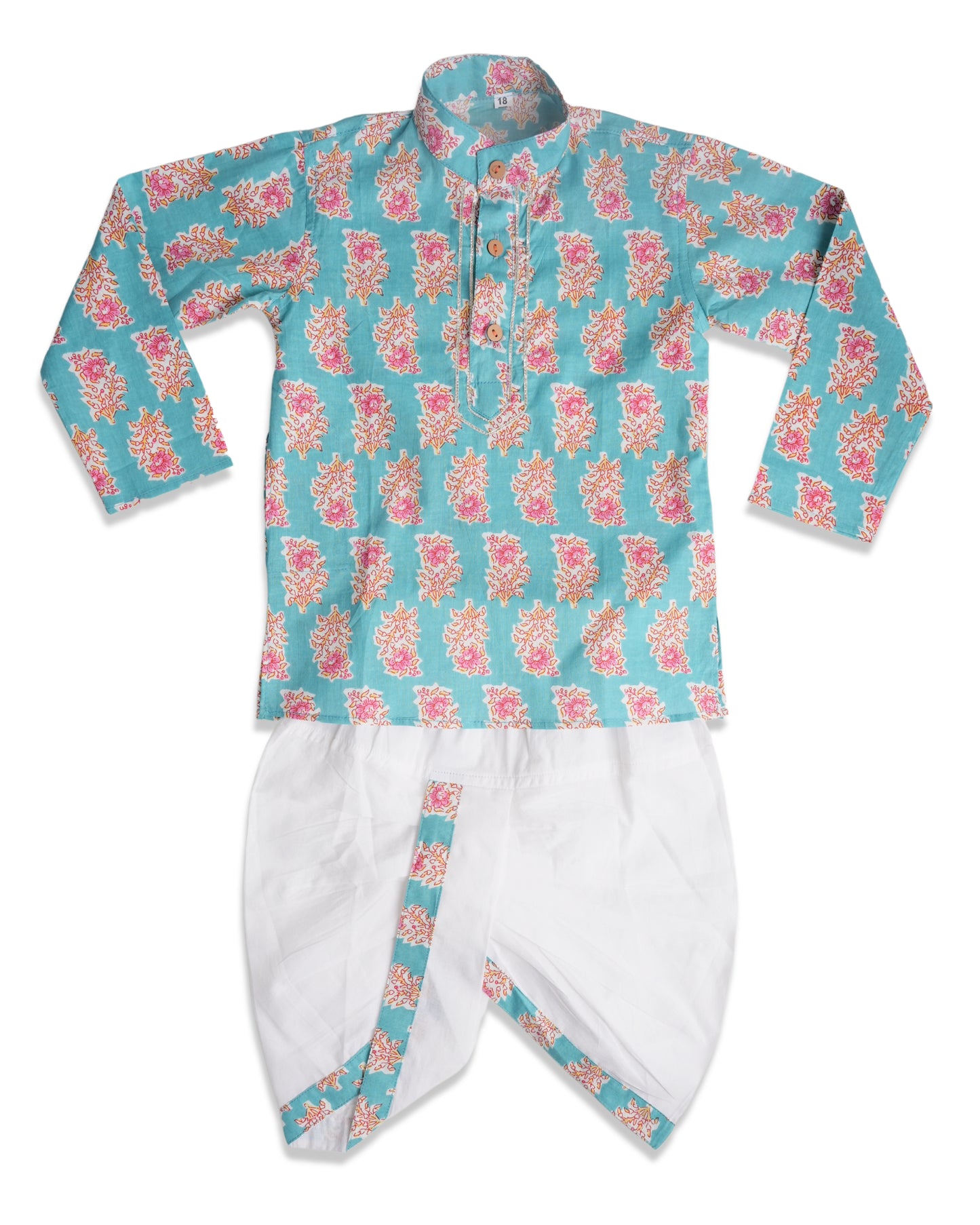 Cotton candy sky pure cotton kurta with dhoti