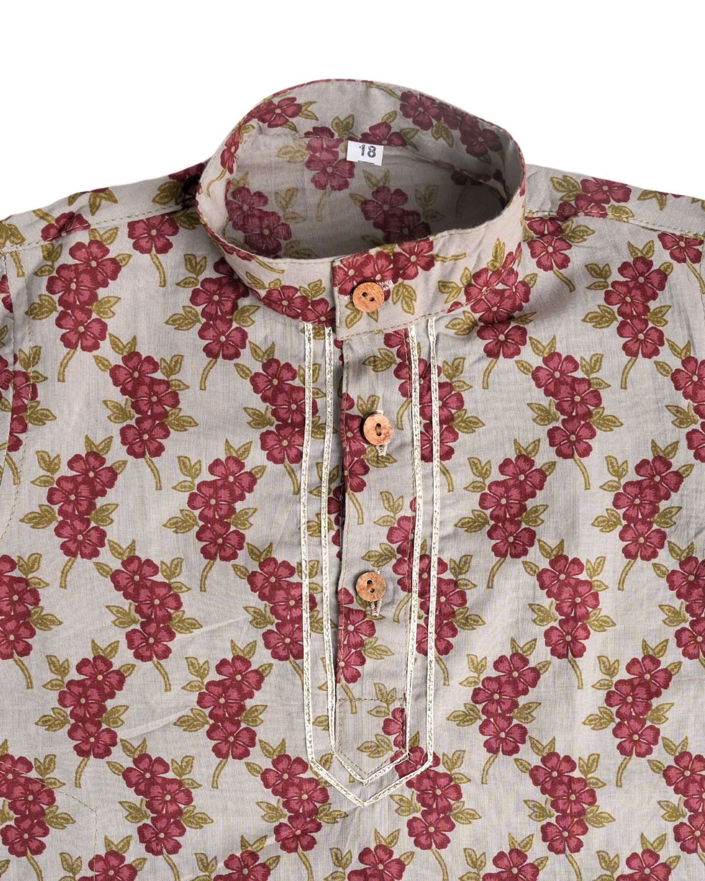 Smoky mehroon bloom pure cotton kurta and dhoti