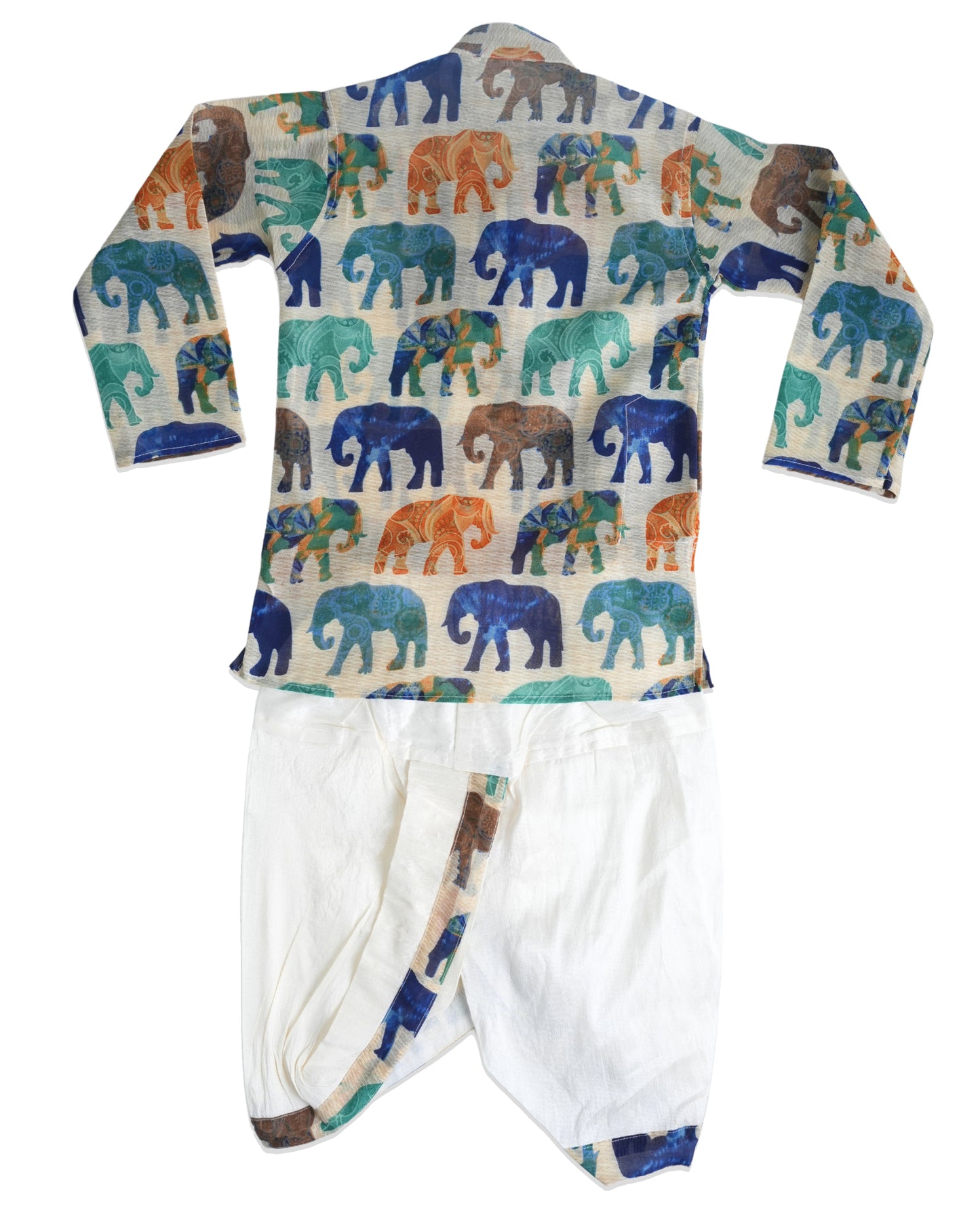 Elephant silk kurta and dhoti set