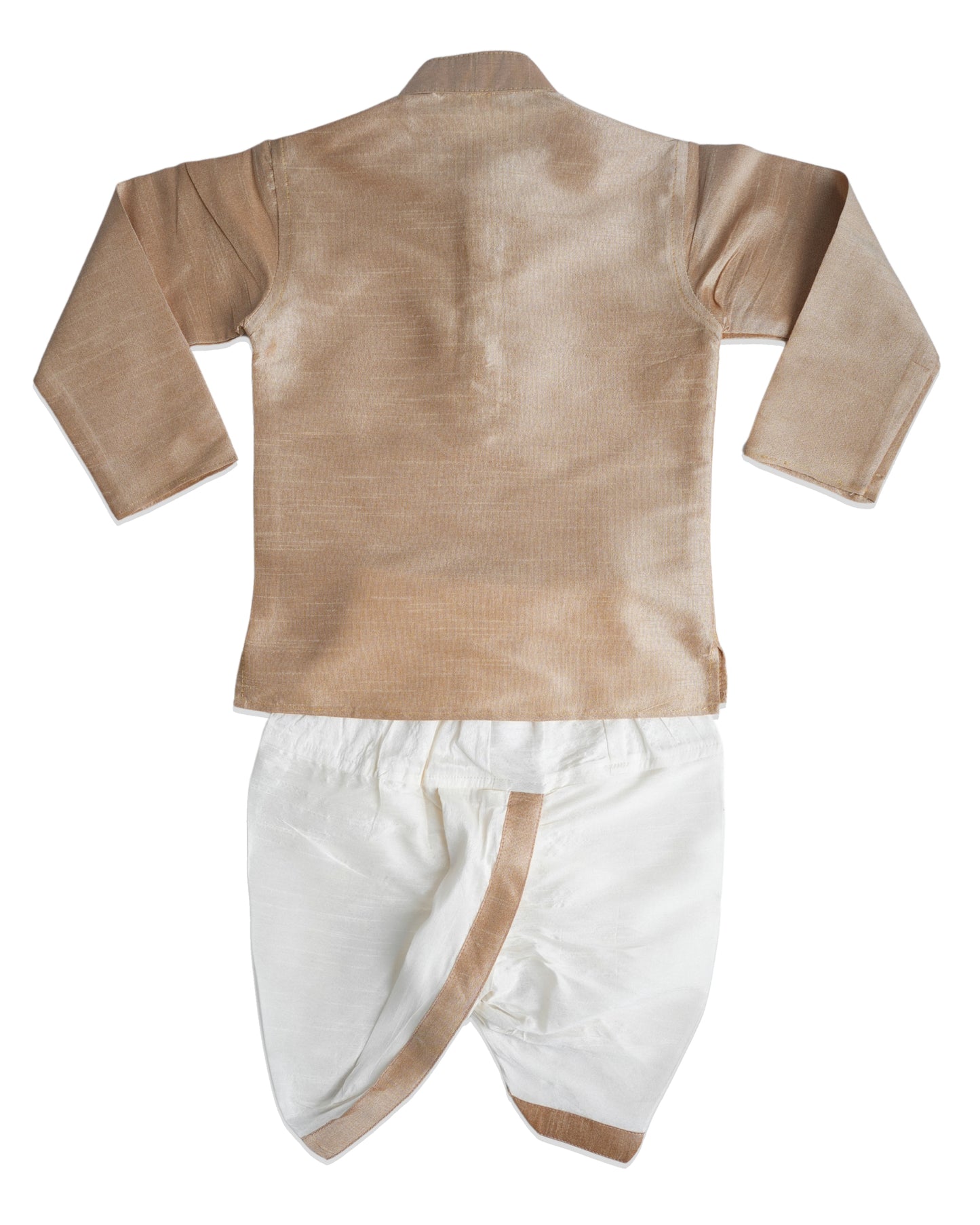 Faun dupion silk kurta and dhoti for boys