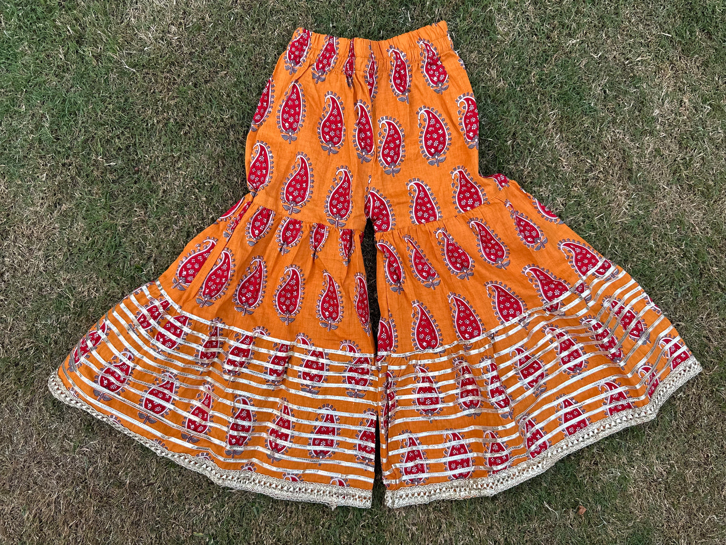 Orange garara pure cotton girls suit -age group 1 -18 years