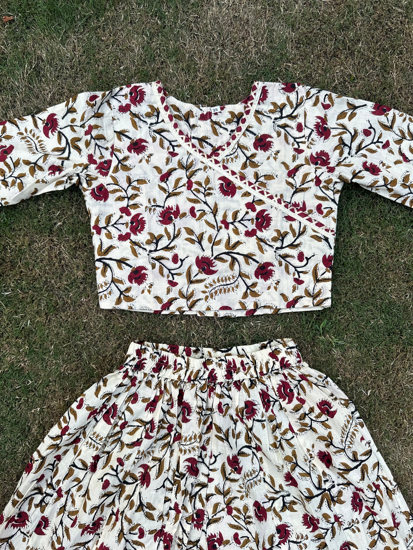 Royal flower pure cotton lehenga with duppata -age group 6 months to 16 years