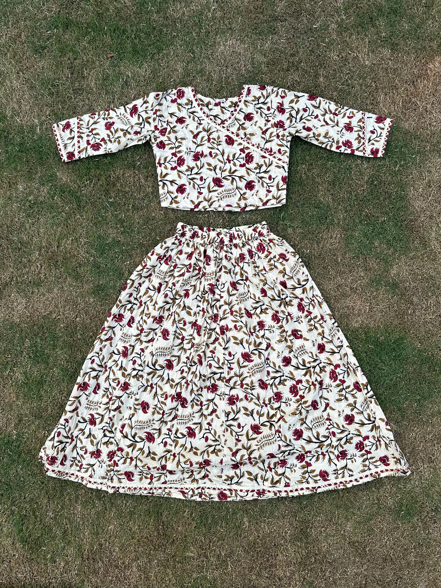 Royal flower pure cotton lehenga with duppata -age group 6 months to 16 years