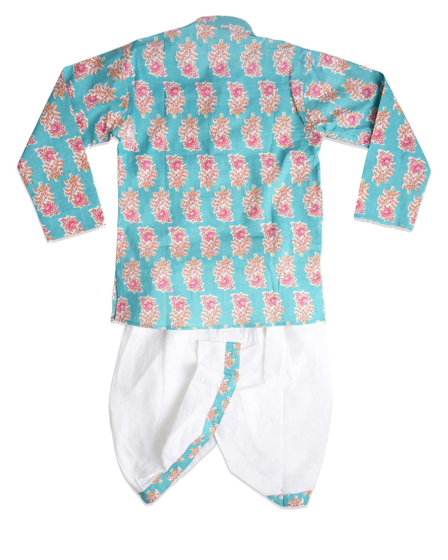 Cotton candy sky pure cotton kurta with dhoti