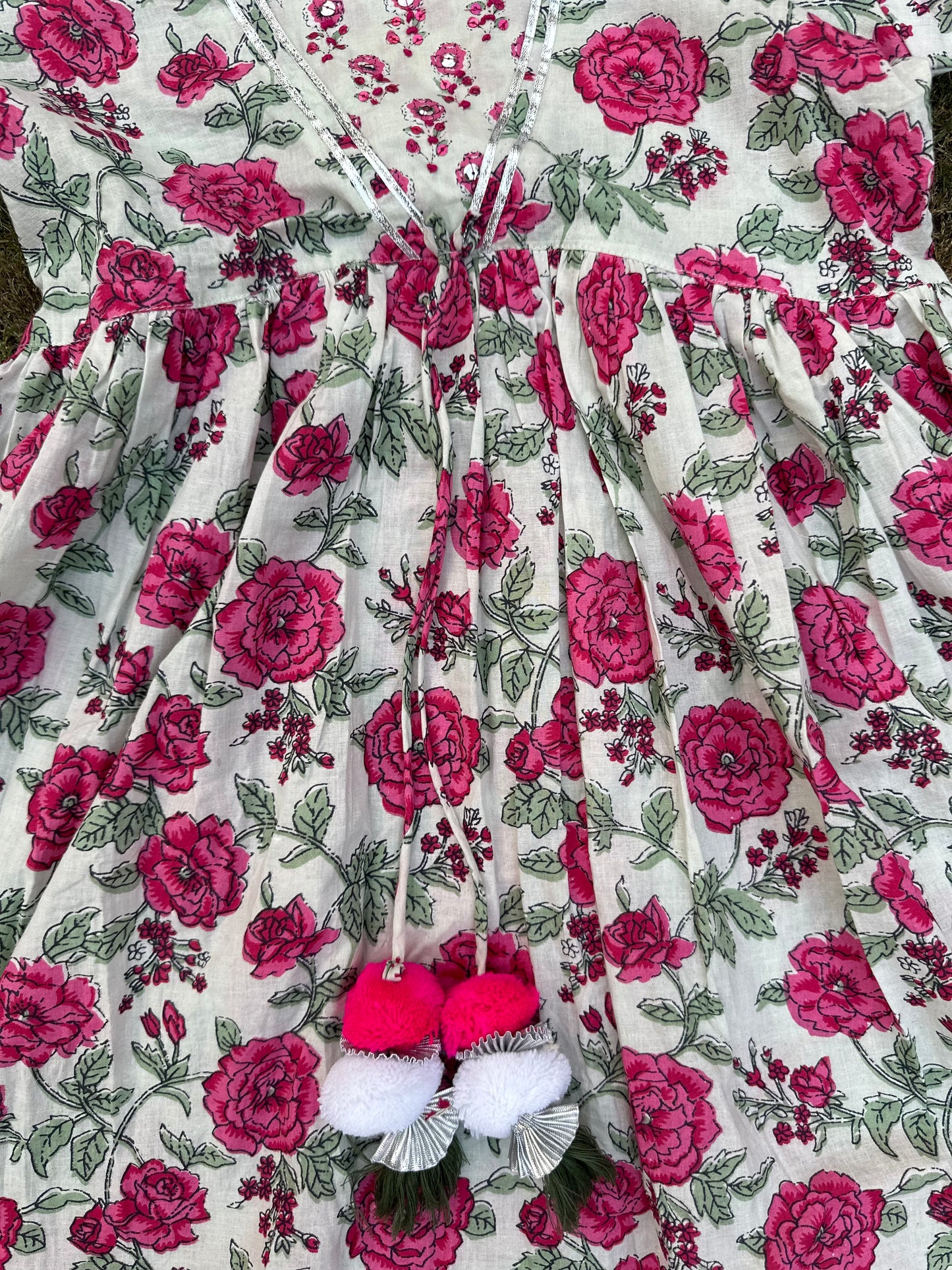 Pink Rose floral pure cotton lehenga with duppata -age group 6 months to 18 years