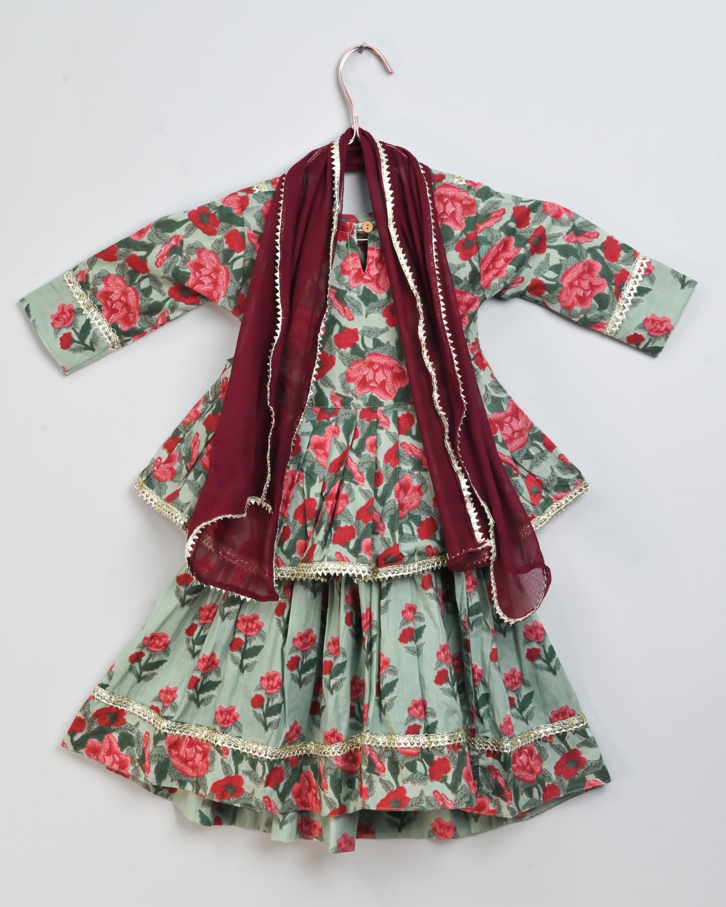 Frost Rose Lehenga in pure cotton
